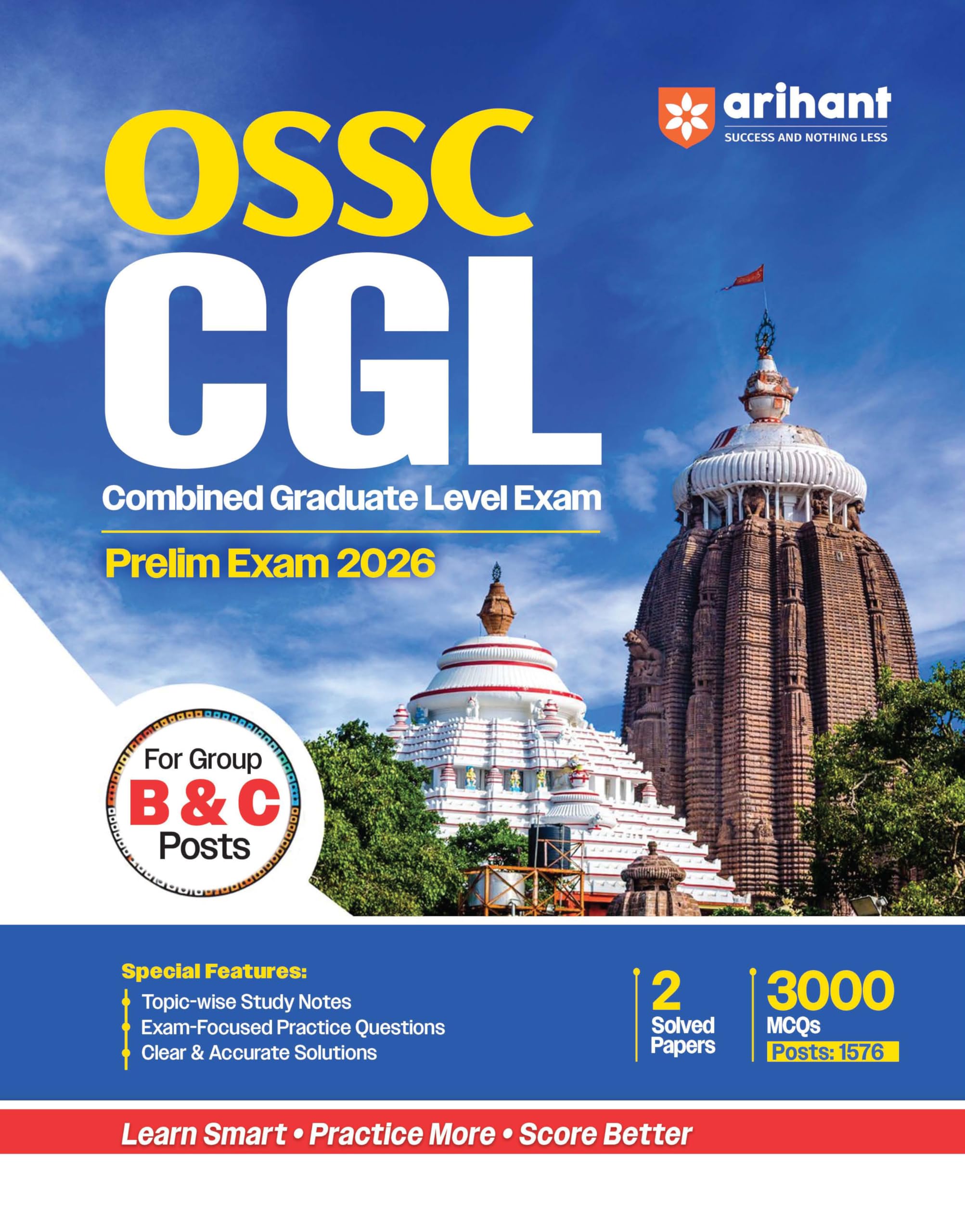 Arihant OSSC CGL Prelims Exam 2026 Book | Combined Graduate Level Exam | 3000 MCQs with 2 Solved Papers | TopicWise Notes & Pra