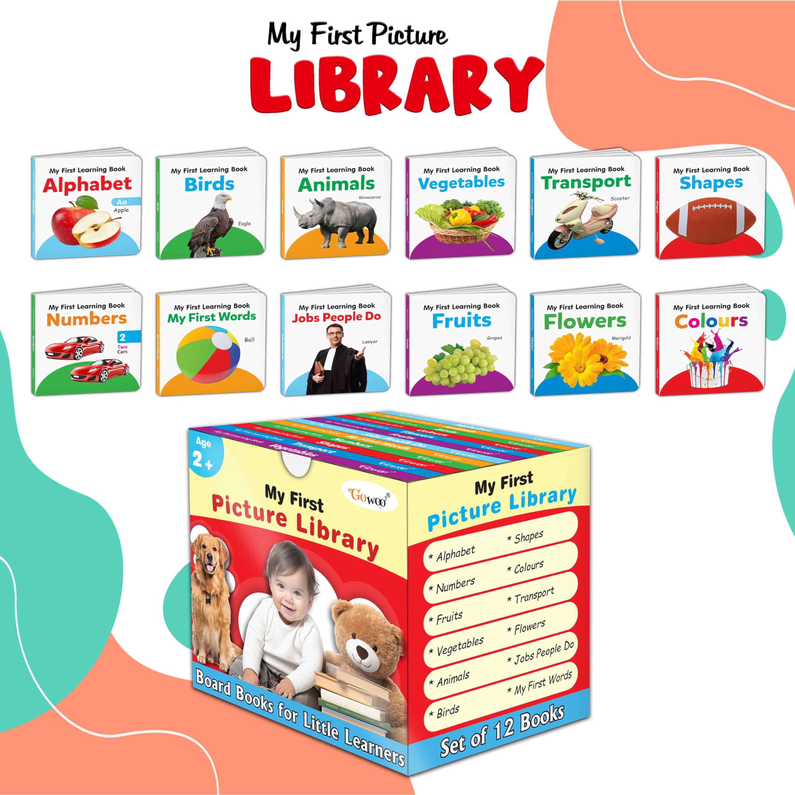 Gift Set For Kids Picture Library Box (Red Edition) : Early Learning Picture Book Collections, Essential Board Book, Box Set Of 