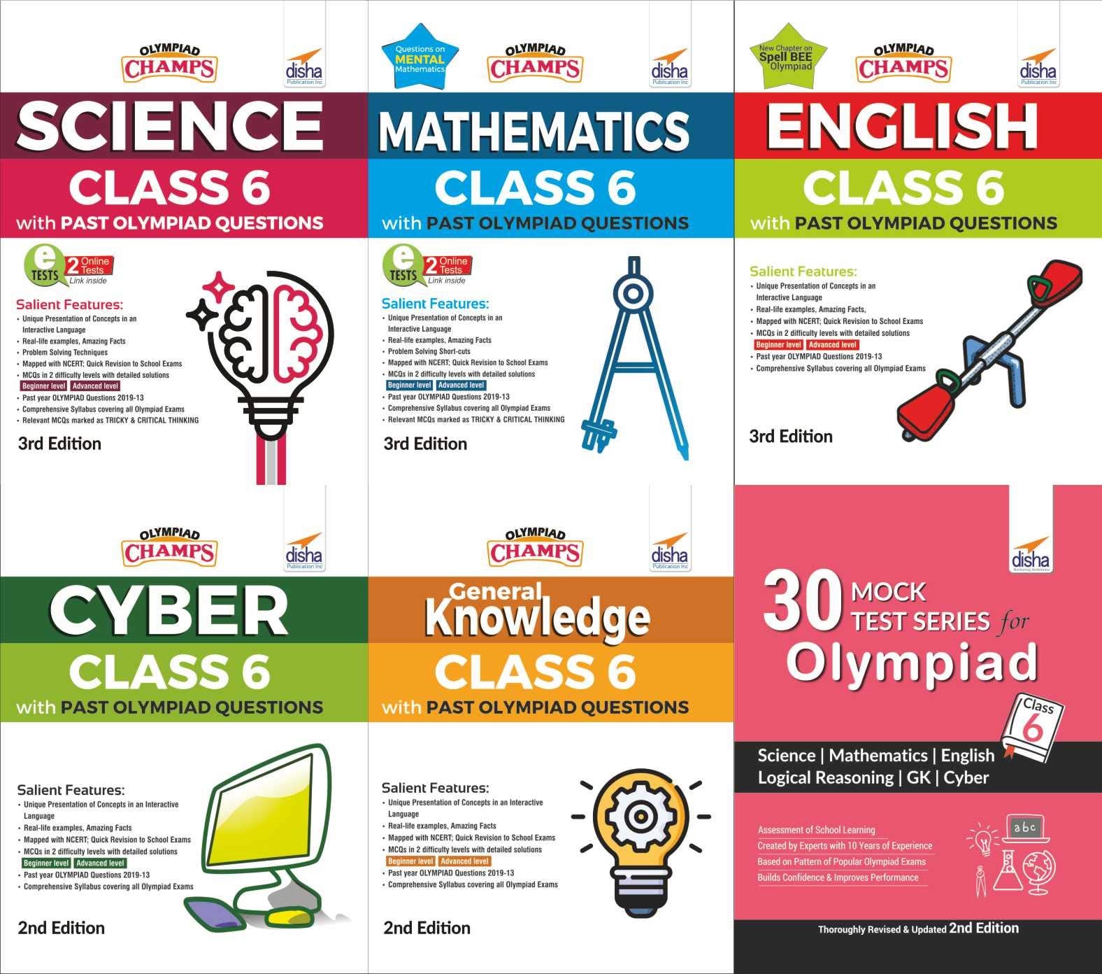 Olympiad Champs Science, Mathematics, English, Cyber & Gk Class 6 With 30 Mock Tests (Set Of 6 Books) 2Nd Edition