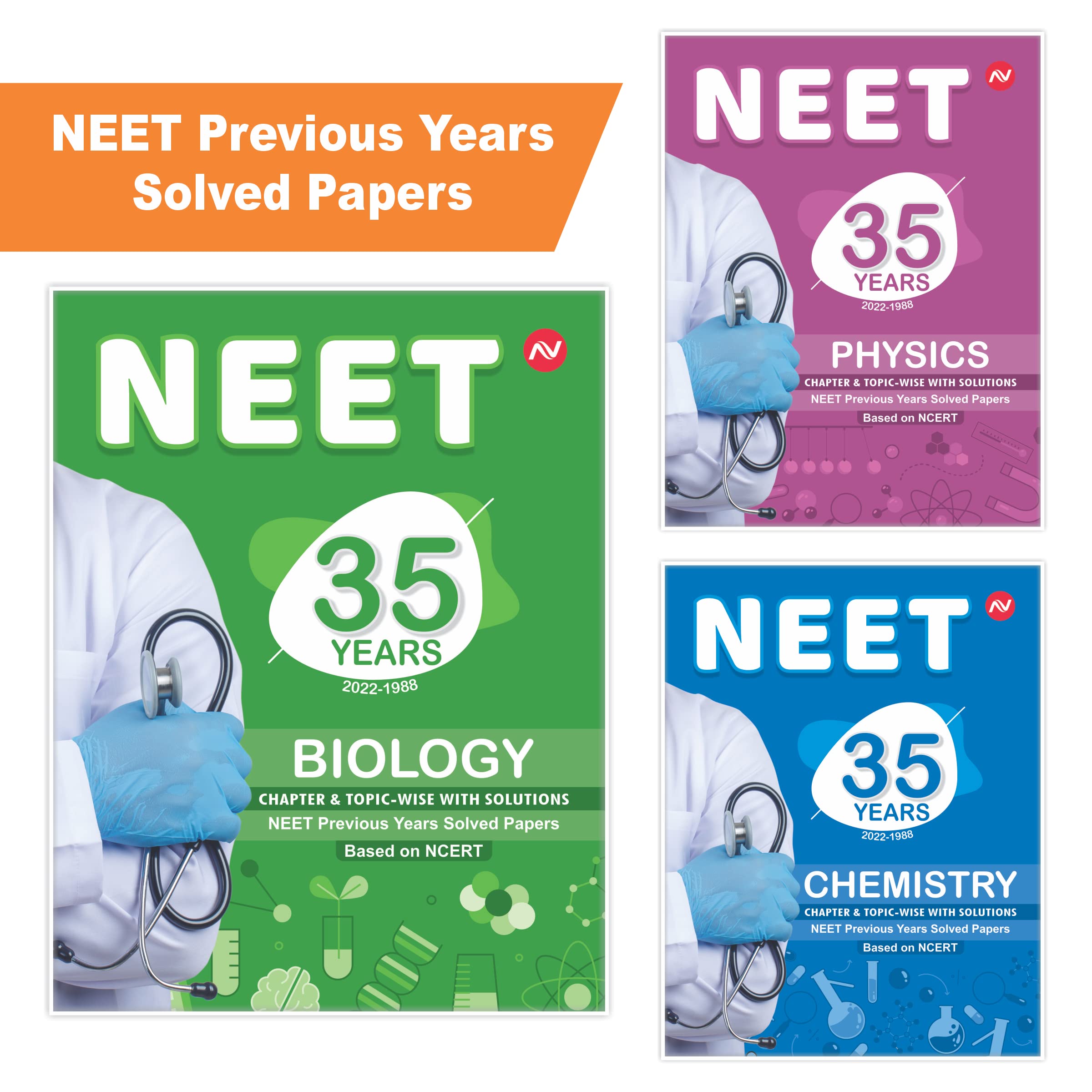 Neet 35 Years  Neet Previous Years Solved Papers (Chapter & TopicWise With Solutions) Physics, Chemistry & Biology (20221988)