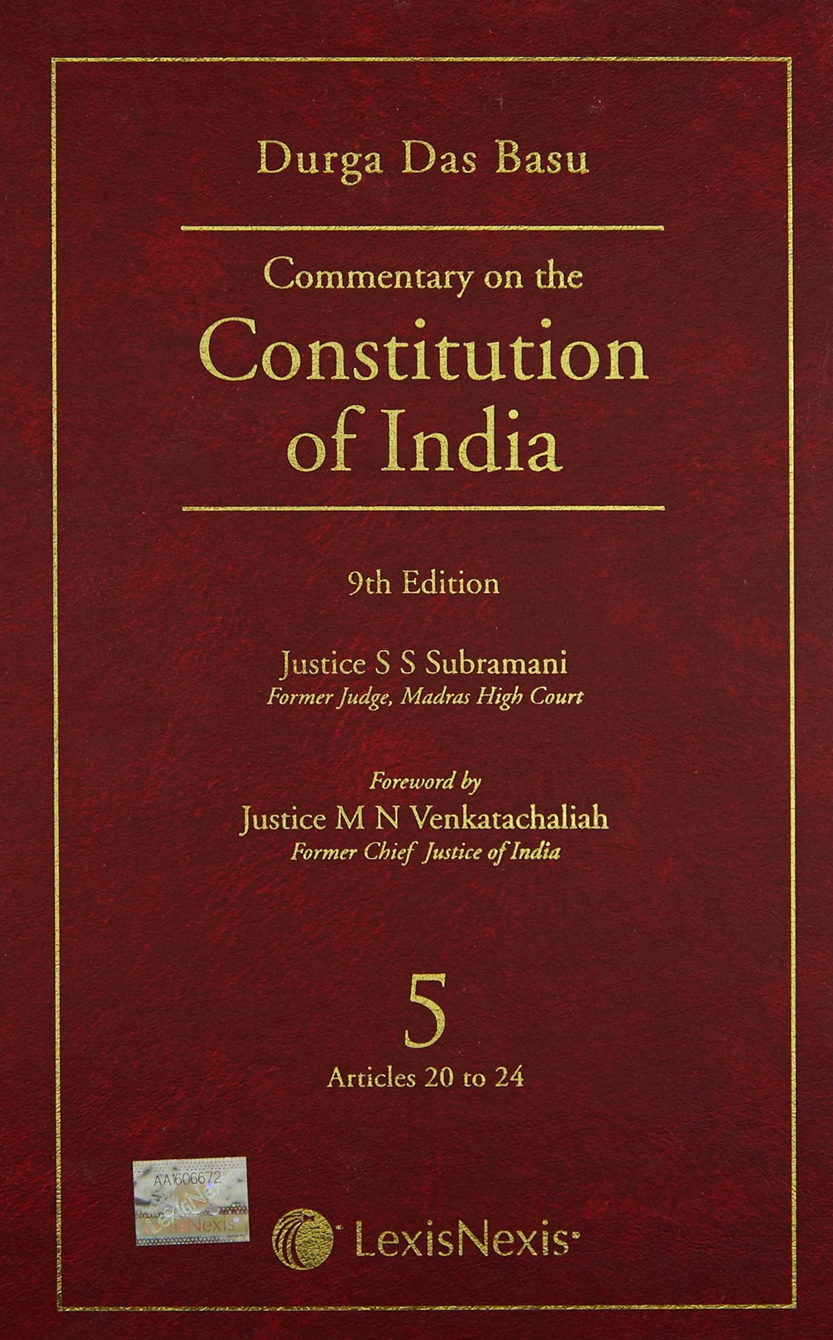 Commentary On The Constitution Of India; Vol 5 ; (Covering Articles 20 To 24)