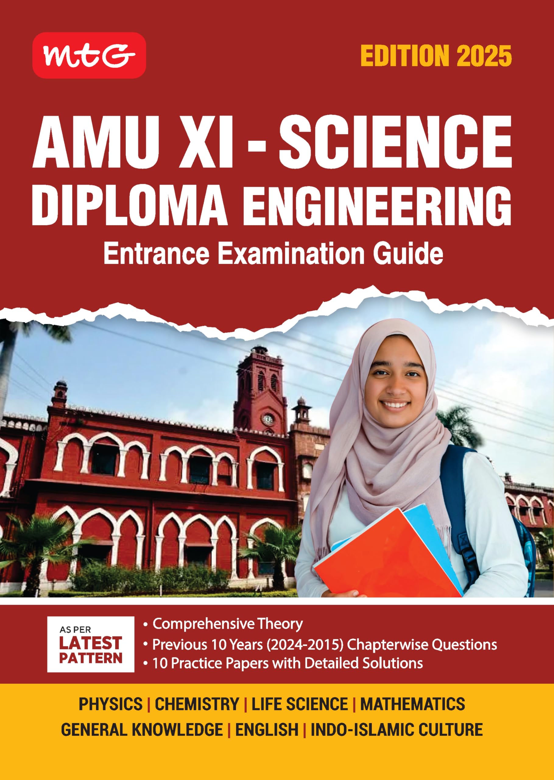 MTG AMU Class 11 Science  Diploma Engineering Entrance Examination Guide For 2025 Exam with 10 Previous Years Chapterwise Quest