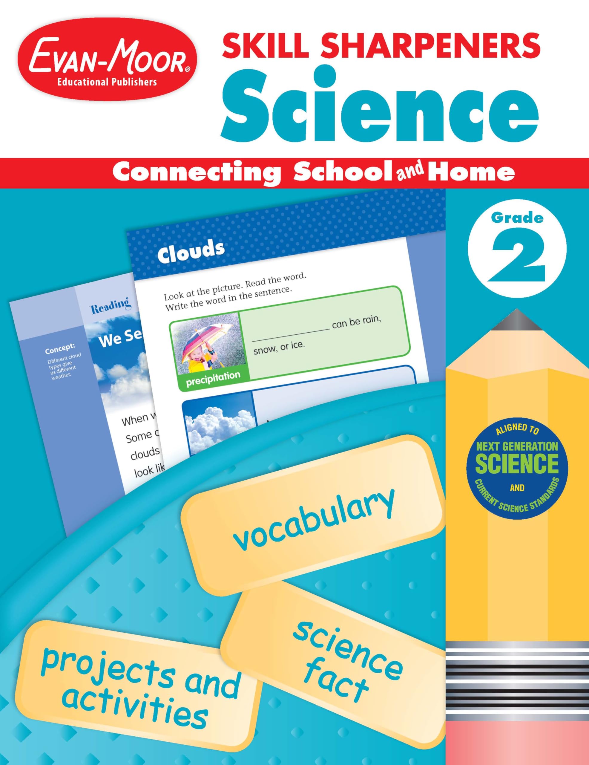 EvanMoor Skill Sharpeners Science Workbook, Grade 2, Physical, Life, and Earth Science, Activities, Matter, Space, Animals, Pla