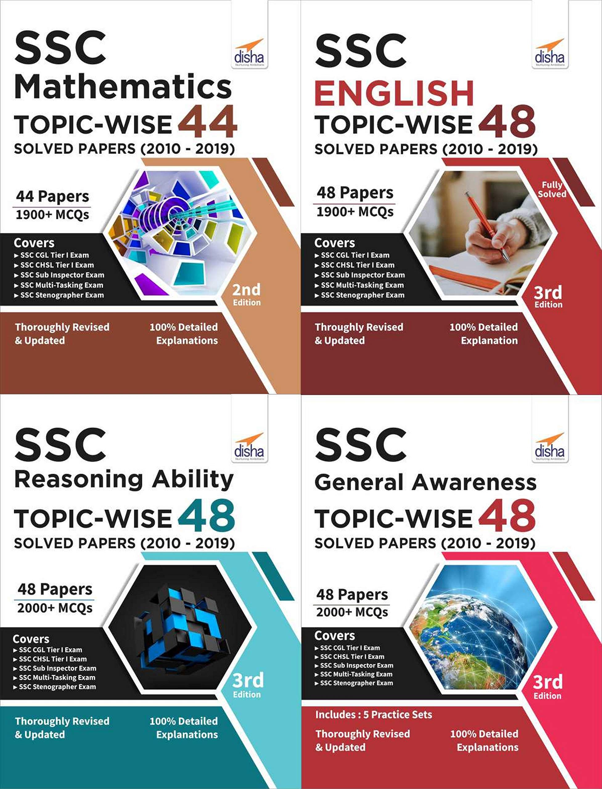 Ssc TopicWise 48 Solved Papers (20102019)  Mathematics, English, Reasoning & General Awareness  Set Of 4 Books