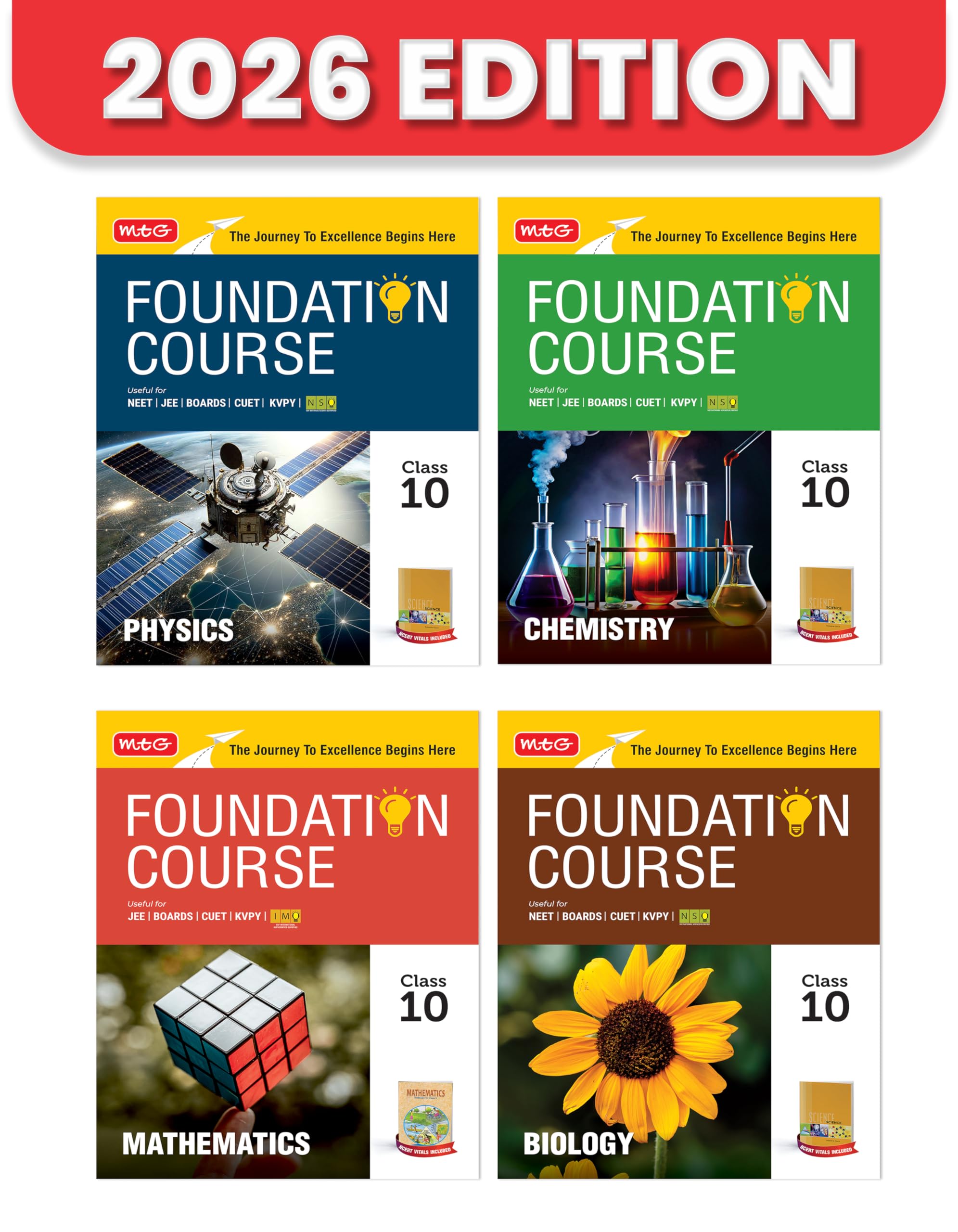 MTG Foundation Course Class 10 Physics, Chemistry, Mathematics & Biology (Set of 4 Books) For NEET, IITJEE, CUET & Boards Exams