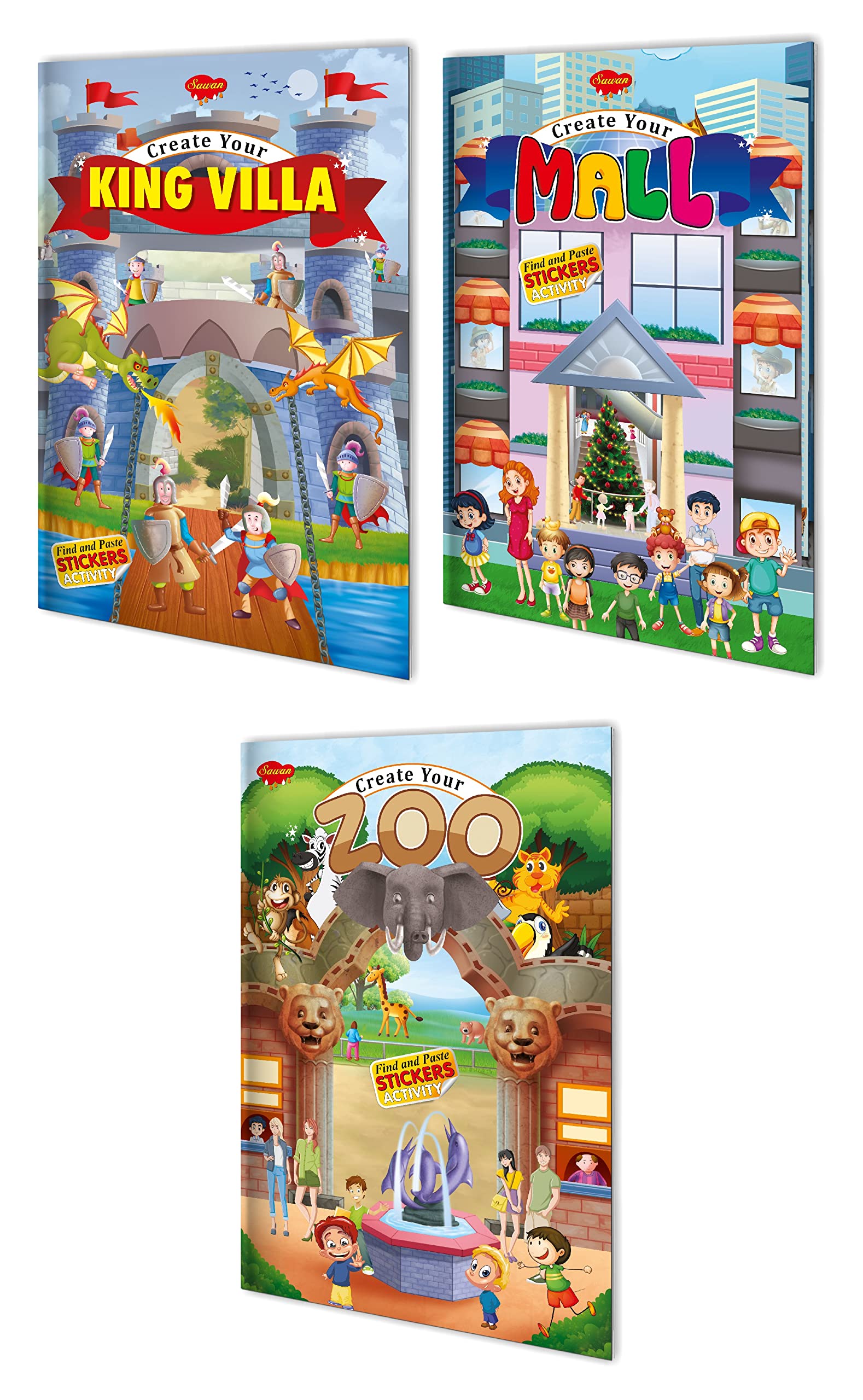 Gift For Kids On Birthday | Pack Of 3 Sticker Activity Books