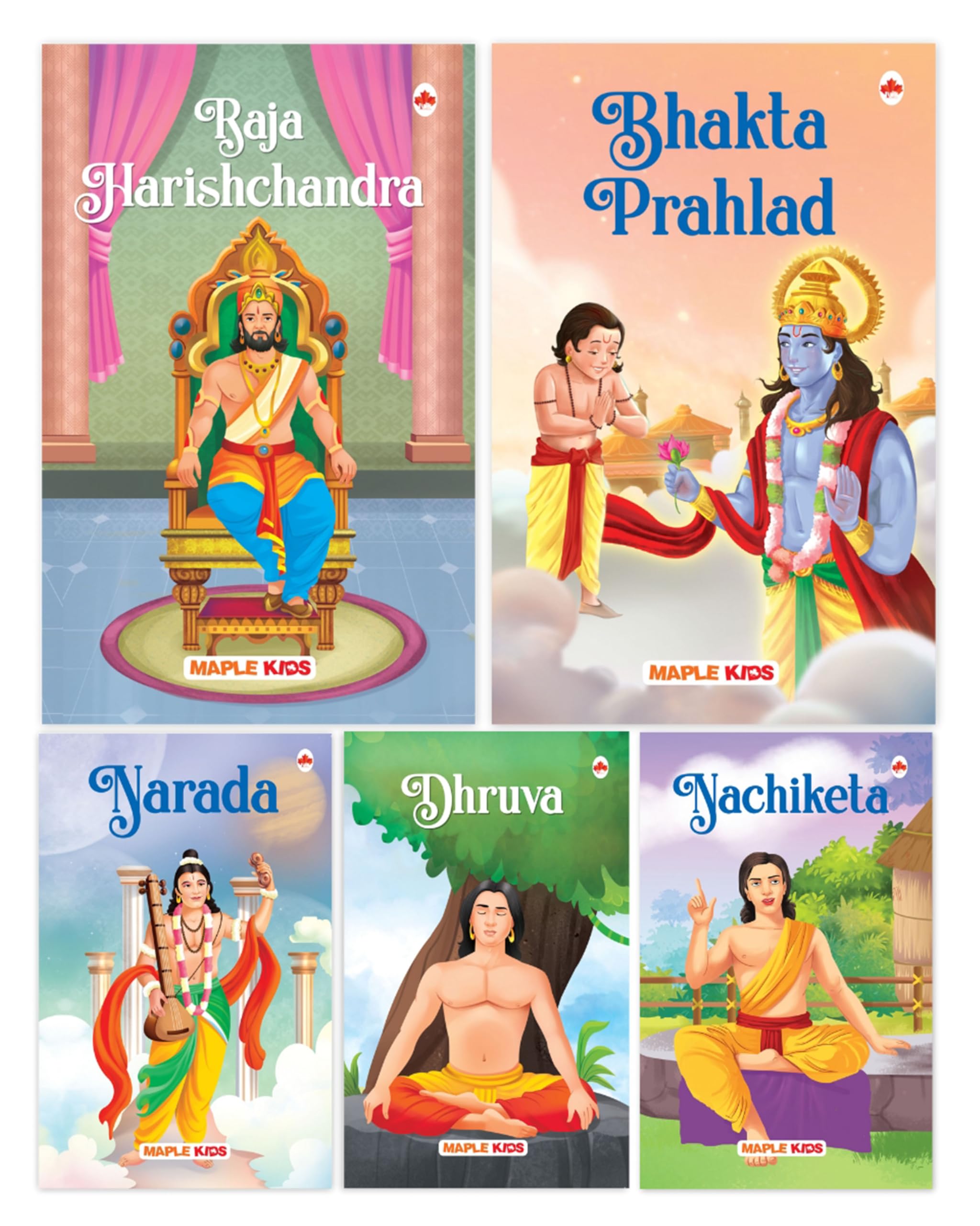 Story Books for Kids (Set of 5 Books) (Illustrated)  Mythology Books for Children  Nachiketa, Dhruva, Narada, Raja Harishchand