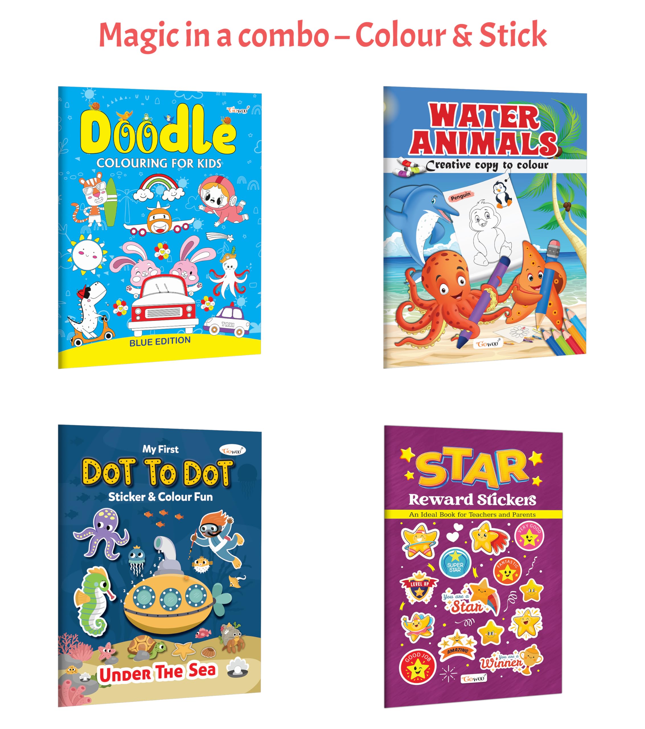 DOODLE COLOURING FOR KIDS  BLUE EDITION, Water AnimalsCreative Copy to Colour and more : Doodle art, water animals colouring,