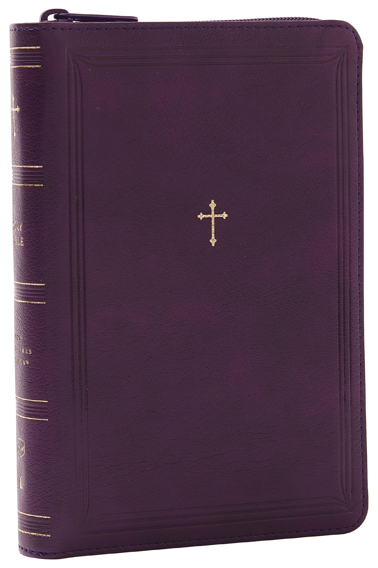 NKJV Compact ParagraphStyle Bible w/ 43,000 Cross References, Purple Leathersoft with zipper, Red Letter, Comfort Print: Holy B