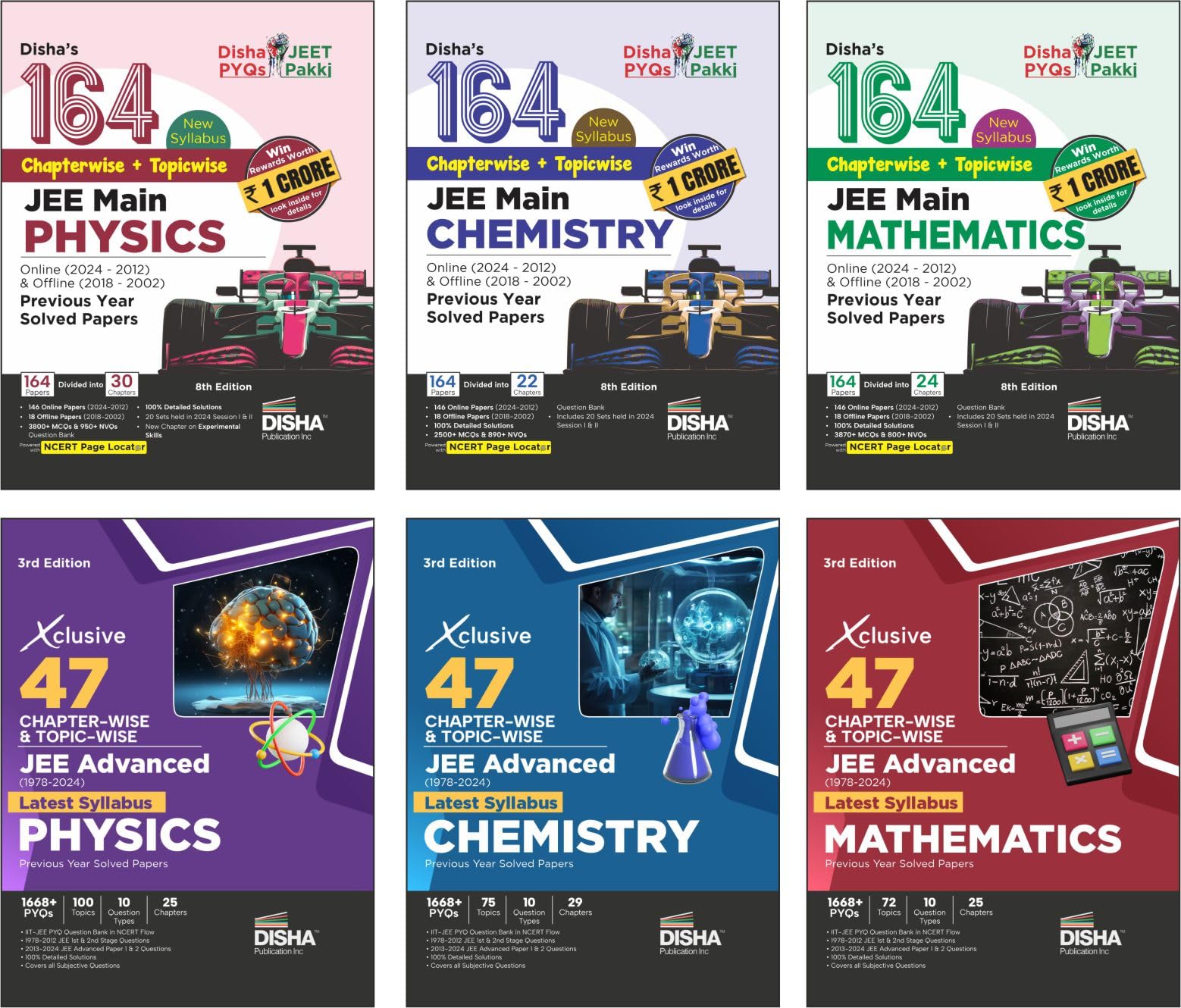 Combo 164 Jee Main (New Syllabus) & 47 Xclusive Jee Advanced Physics, Chemistry & Mathematics Chapterwise & Topicwise Previous Y