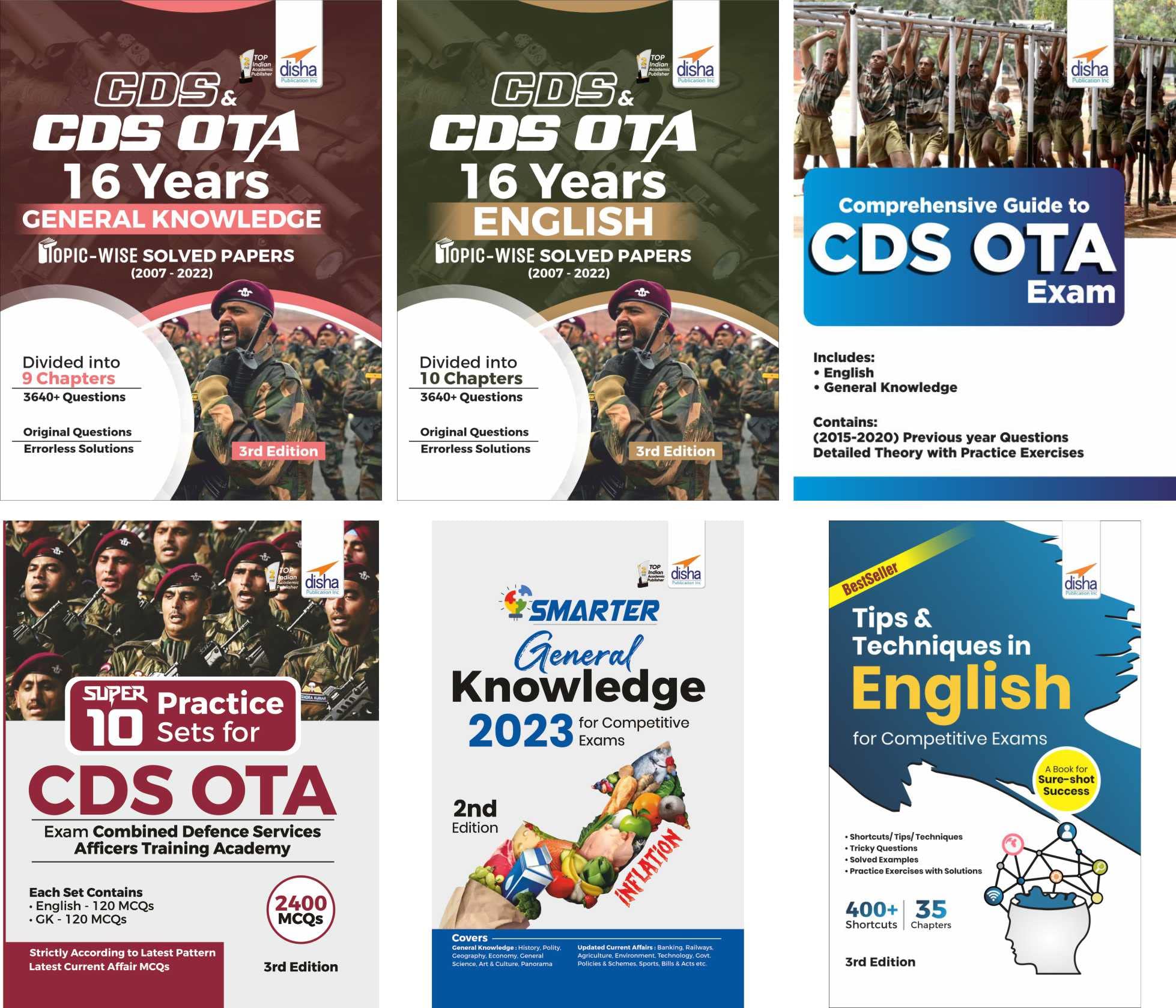 Cds Ota Study Package  Guide + 16 Years TopicWise Solved Papers + 10 Practice Sets + Smarter Gk 2023 + English Tips Books (Set