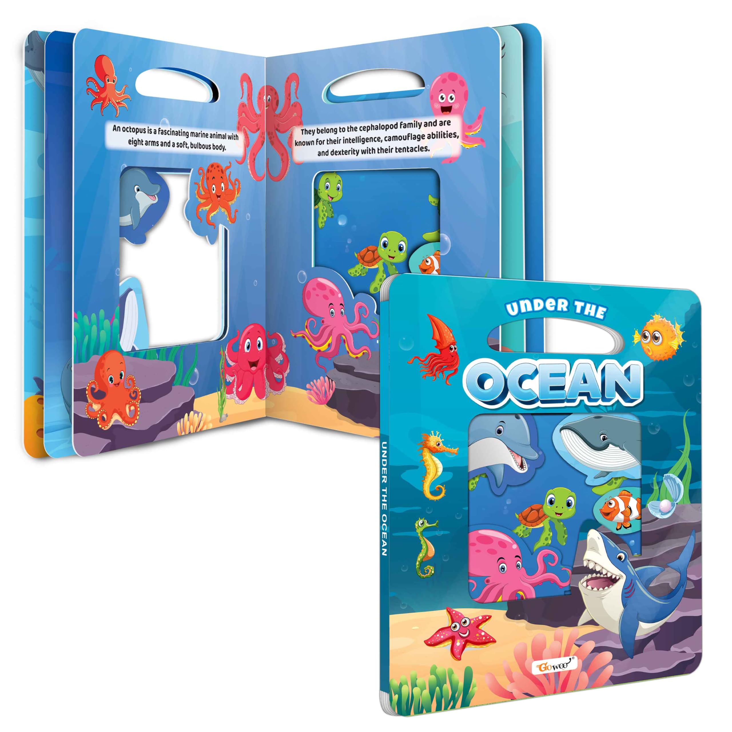 Under the Ocean Window Cut Board Book : Interactive Die Cut book for kids, Fun and Engaging Ocean Theme Learning Book for child