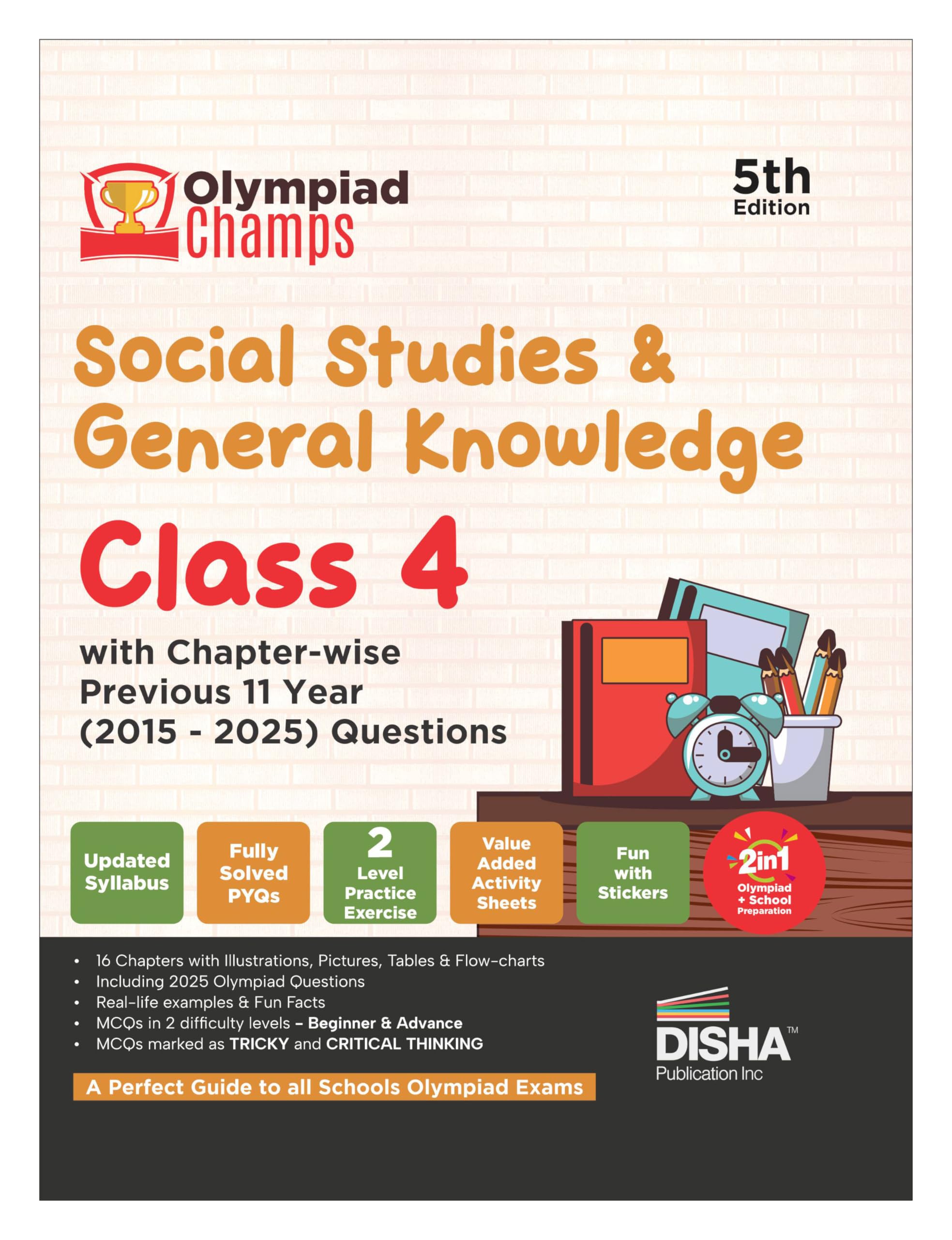 Disha Olympiad Champs Social Studies & General Knowledge Class 4 With ChapterWise Previous 11 Year (2015  2025) Questions 5Th 