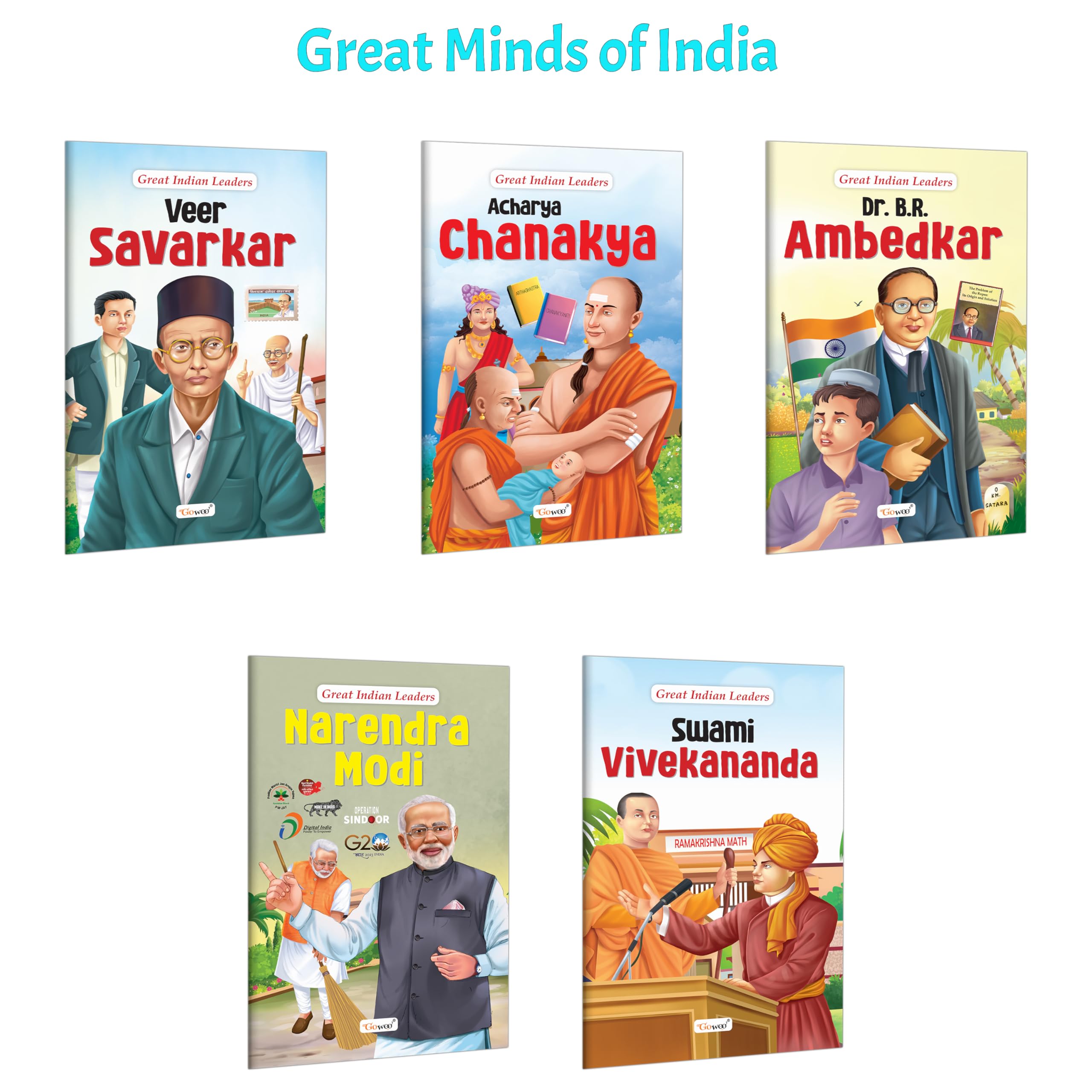 Great Indian Leaders: Acharya Chanakya, Dr. B.R. Ambedkar, Narendra Modi and more : Indian leaders combo, Inspiring biographies