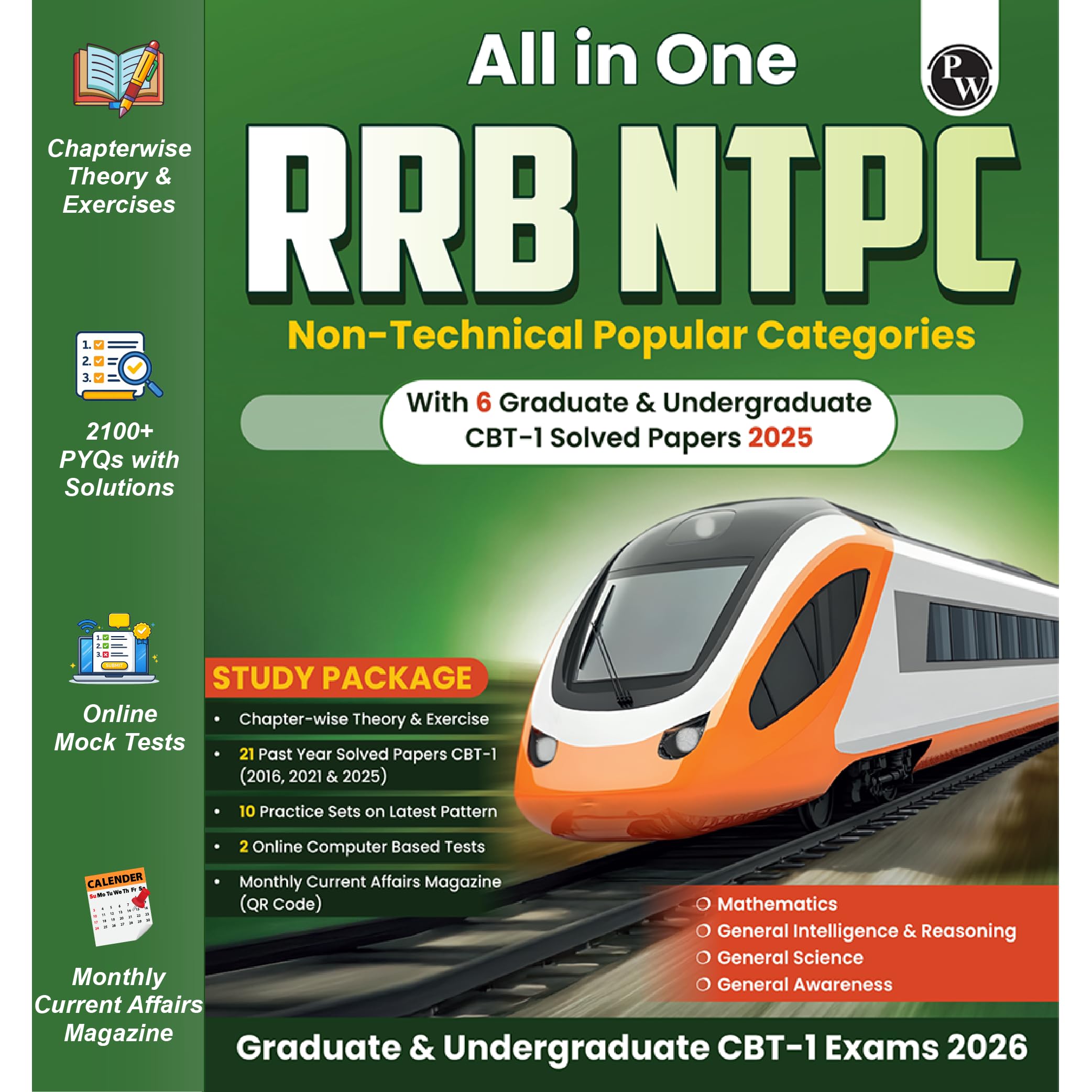 PW AllinOne RRB NTPC Book 2025 & CBT1 2026 Guide | Graduate & Undergraduate | Chapterwise Theory, Short Tricks, Exercises | 2