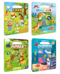 At the Farm, The Era of Dinosaur, Around the Jungle and Under the Ocean Window Cut Board Book :Educational Toddler Book, Die Cut