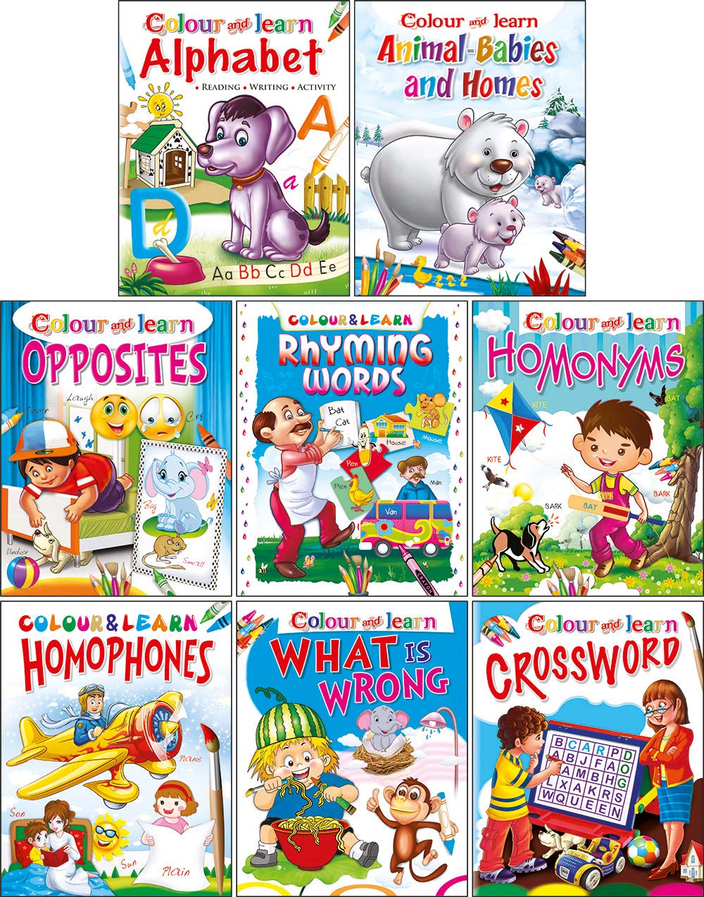 Colour And Learn Books | Set Of 8 Colouring Books