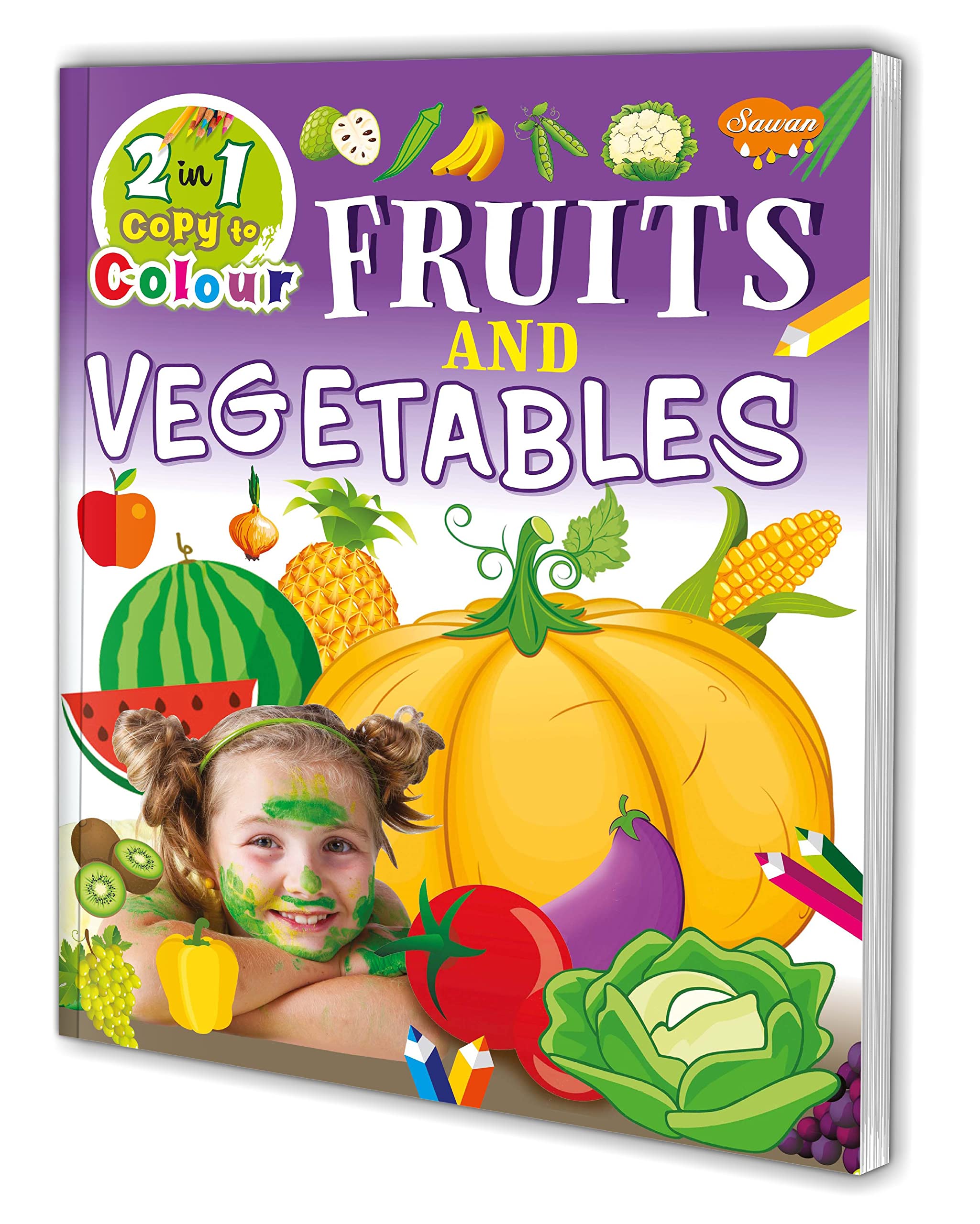 2 In 1 Copy To Colour Fruits And Vegetables