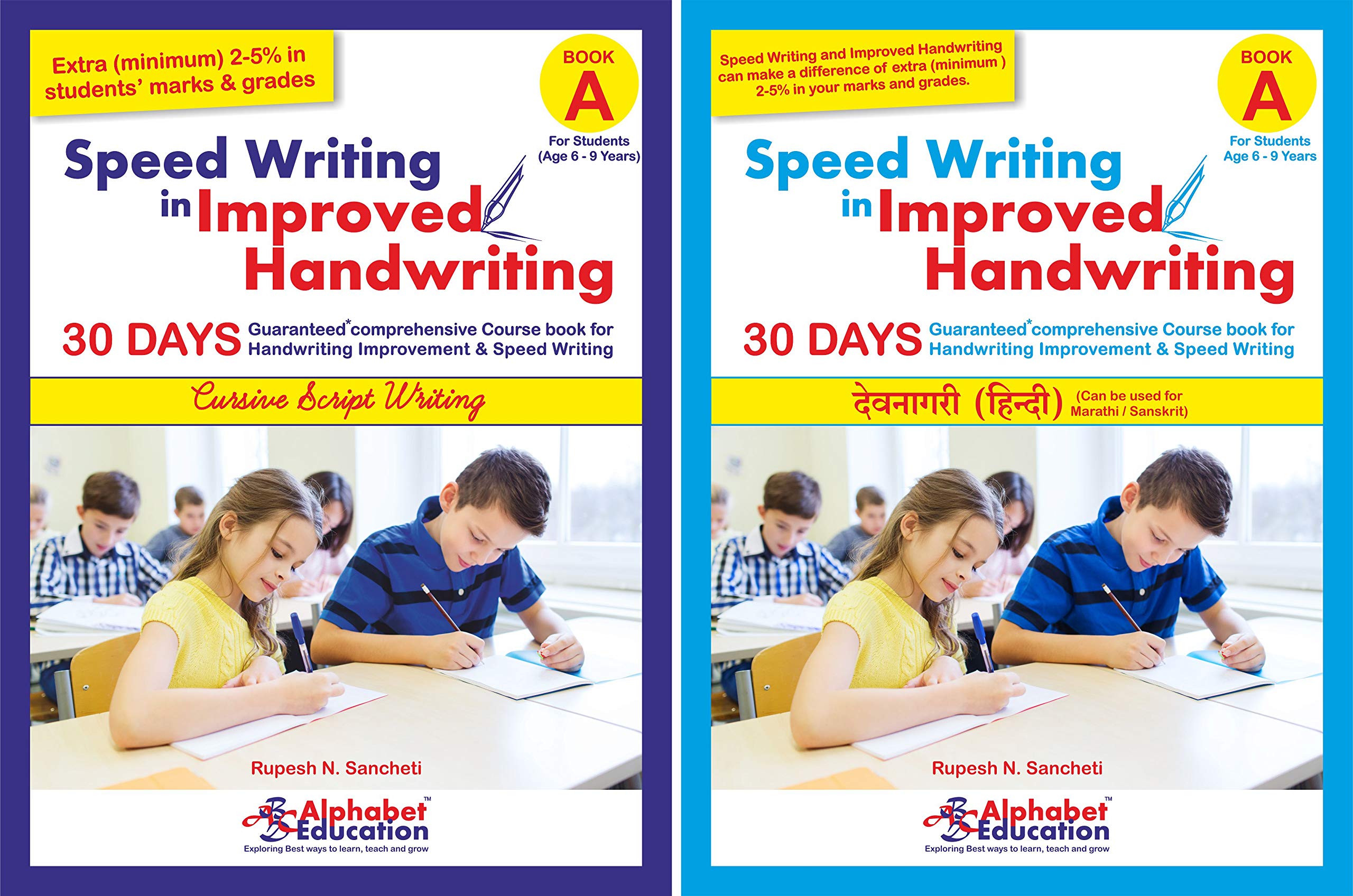 Cursive And Hindi Writing Combo  Speed Writing In Improved Handwriting  Book A (For Age 69 Years)  30 Days Comprehensive Han