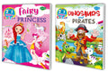Sawan 2 In 1 Copy To Colour Dinosaurs & Pirates And Fairy & Princess | Pack Of 2 Colouring Books