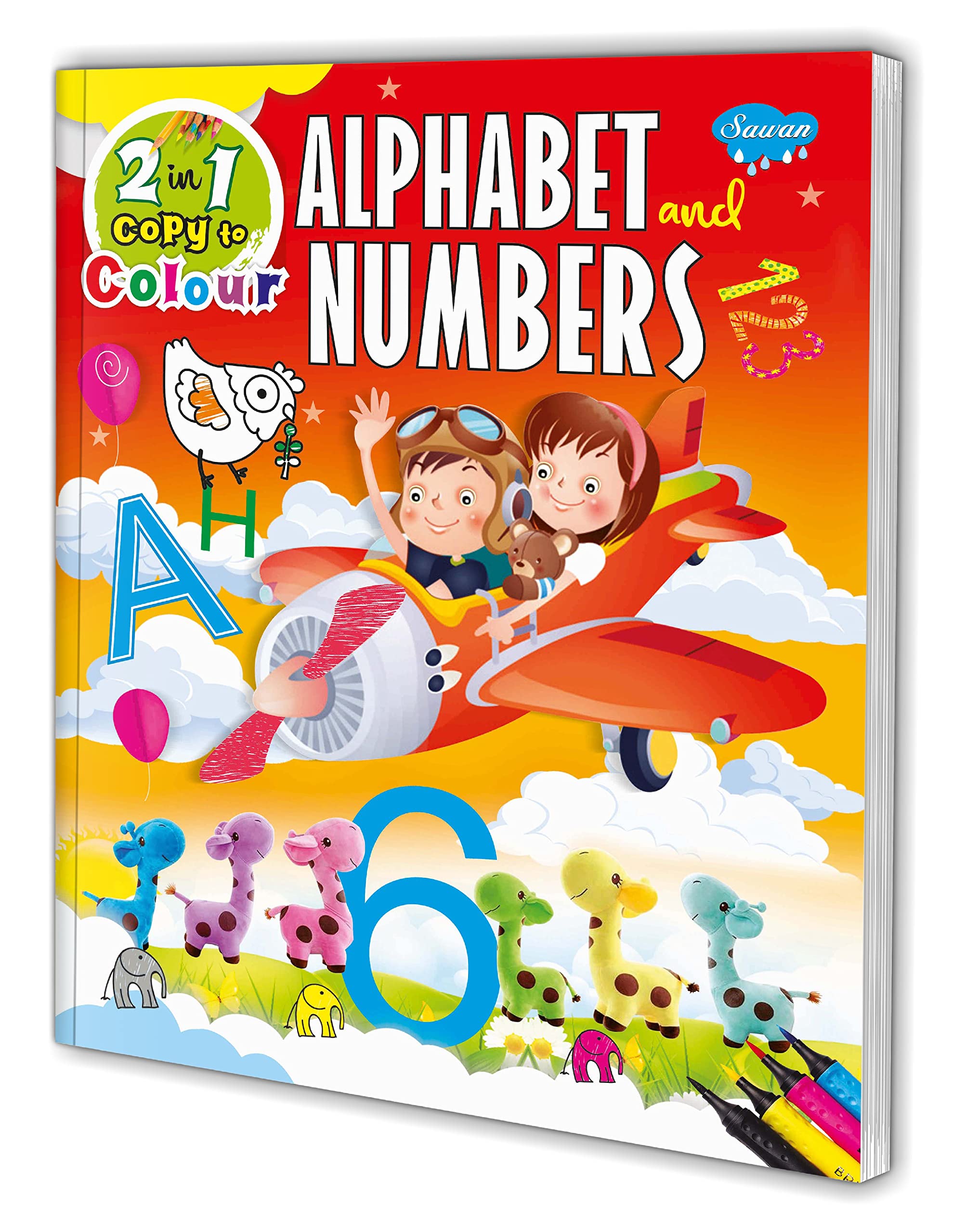 2 In 1 Copy To Colour Alphabet And Numbers