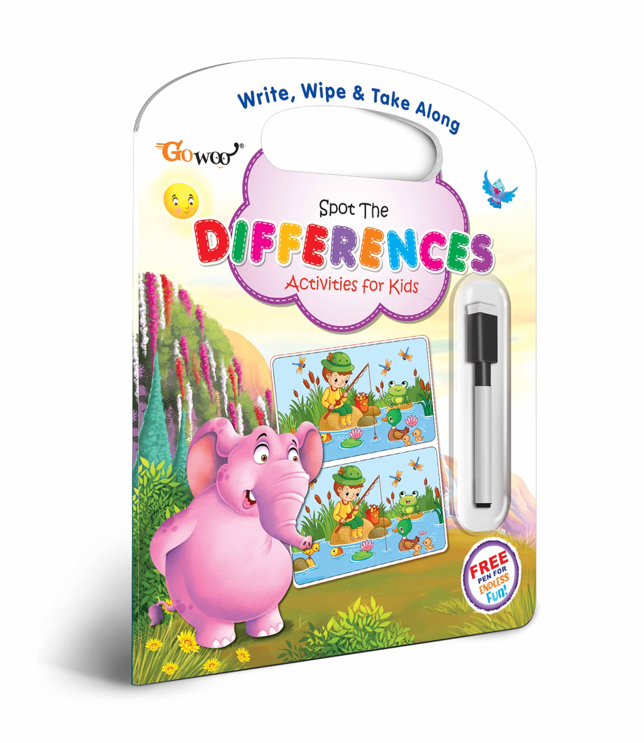 Write, Wipe & Take Along Spot the Difference With Pen : spot the difference activity book, interactive reusable brain game book