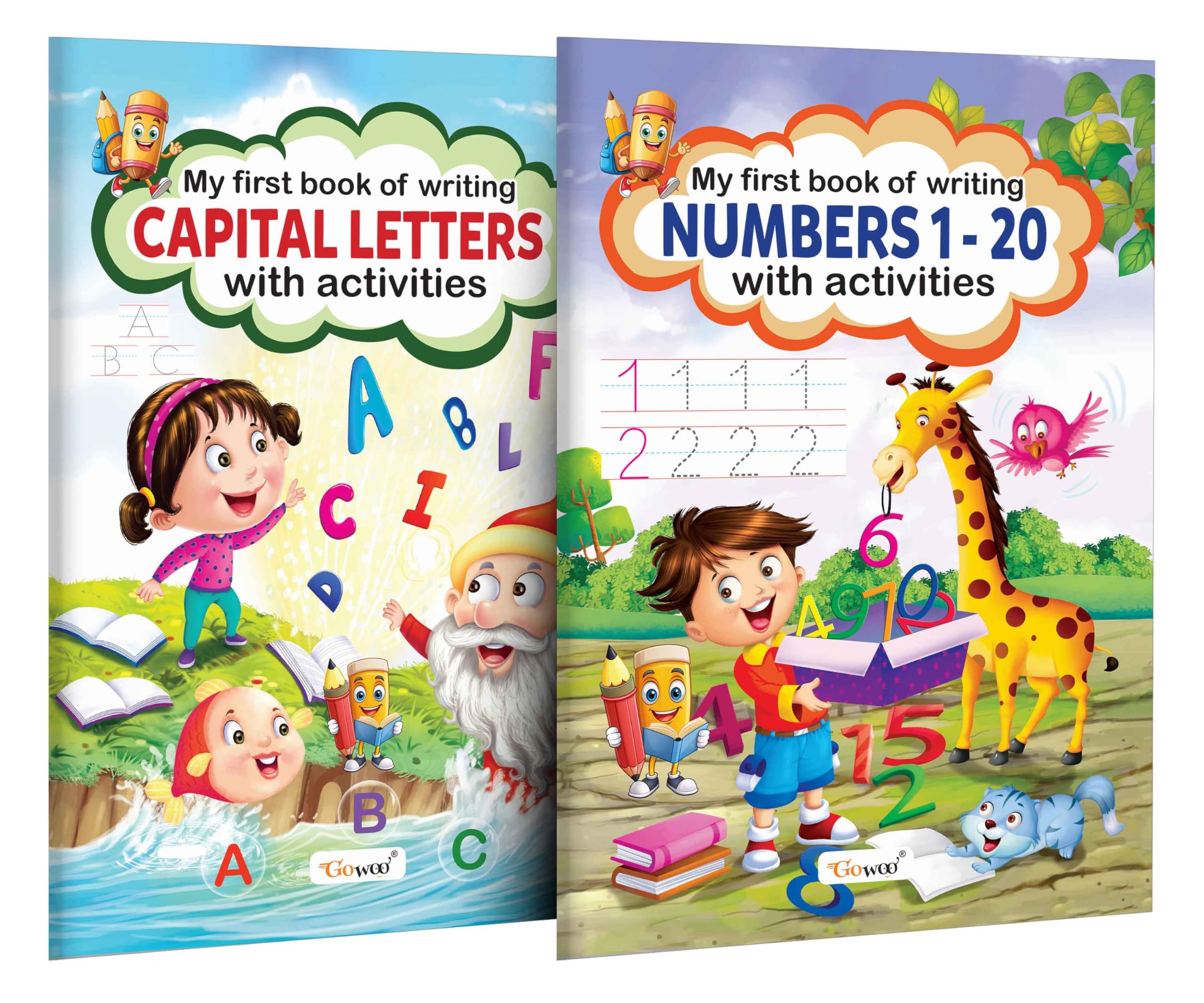 My First Book of Writing Capital Letters and Numbers 120 with activities : Write and Practice Pattern book, Kids Educational Wo