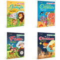Under The Ocean, At The Farm, Around The Jungle and The Era Of Dinosaurs Flap Book | Combo of 4 flap books | Learning activity f