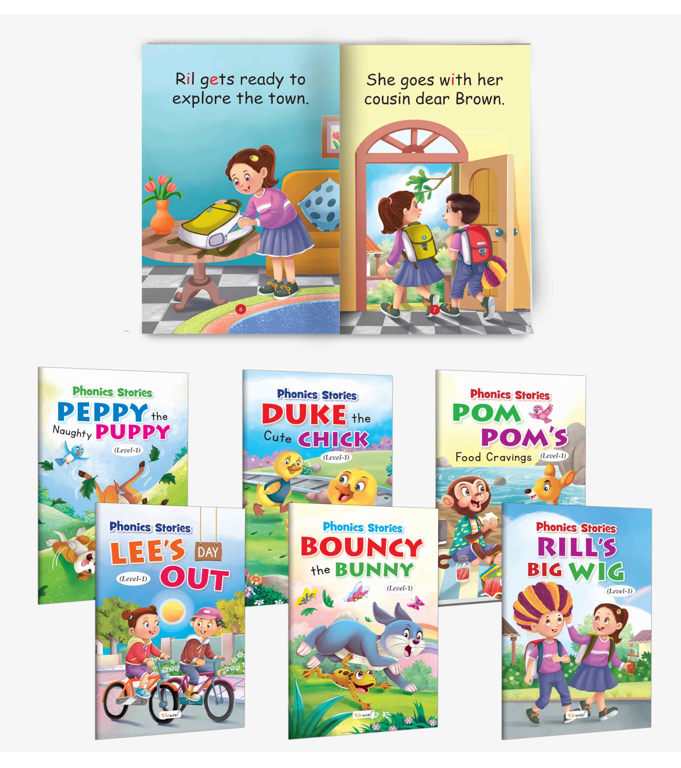 Phonics Stories Level1: Peppy the Naughty Puppy, Duke the Cute Chick, Pom Poms Food Cravings and more : phonics fun series, 