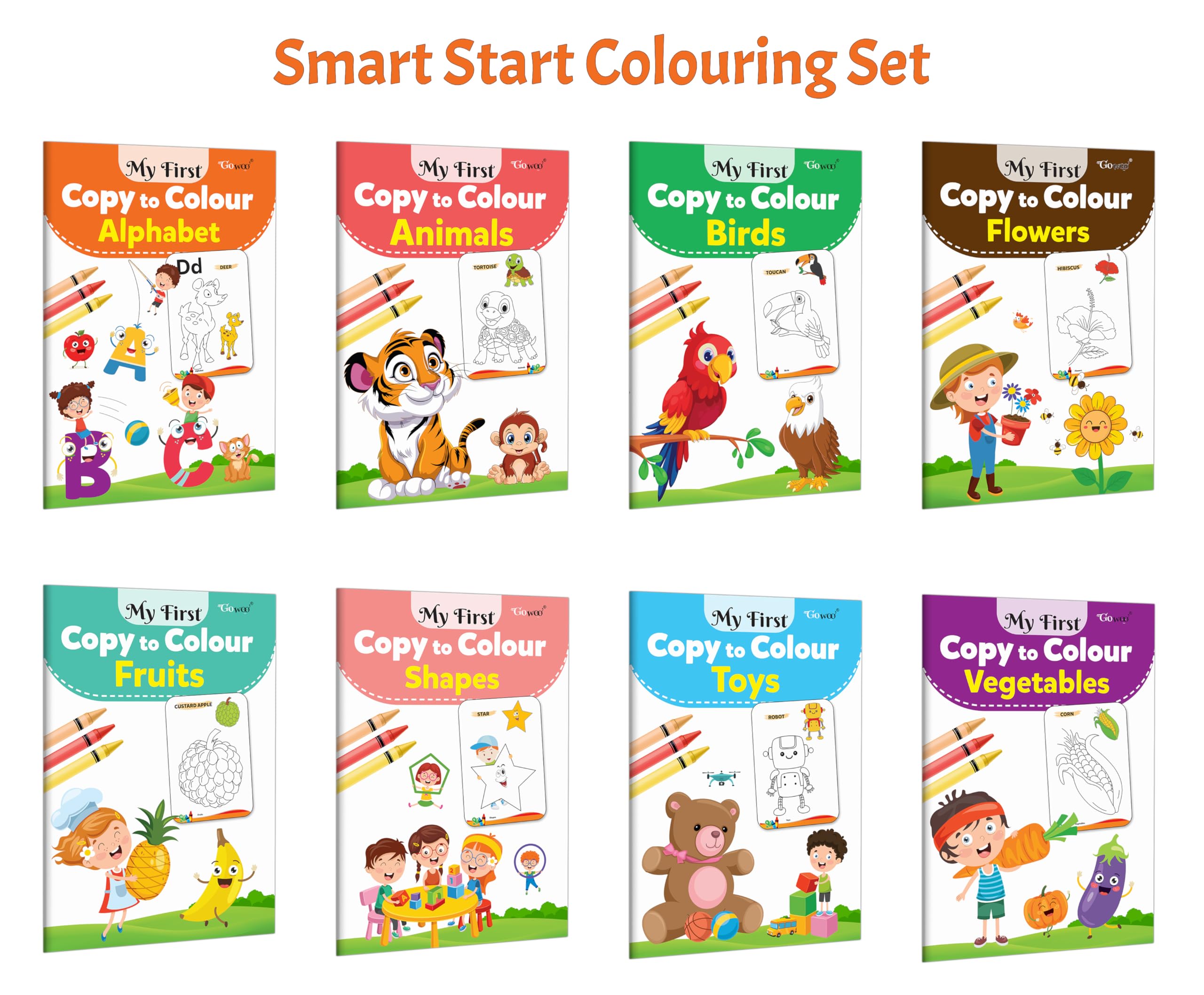 My First Copy to Colour  Alphabet, Animals, Birds, Flowers and more : Early learning copy to colour, Creative preschool activi
