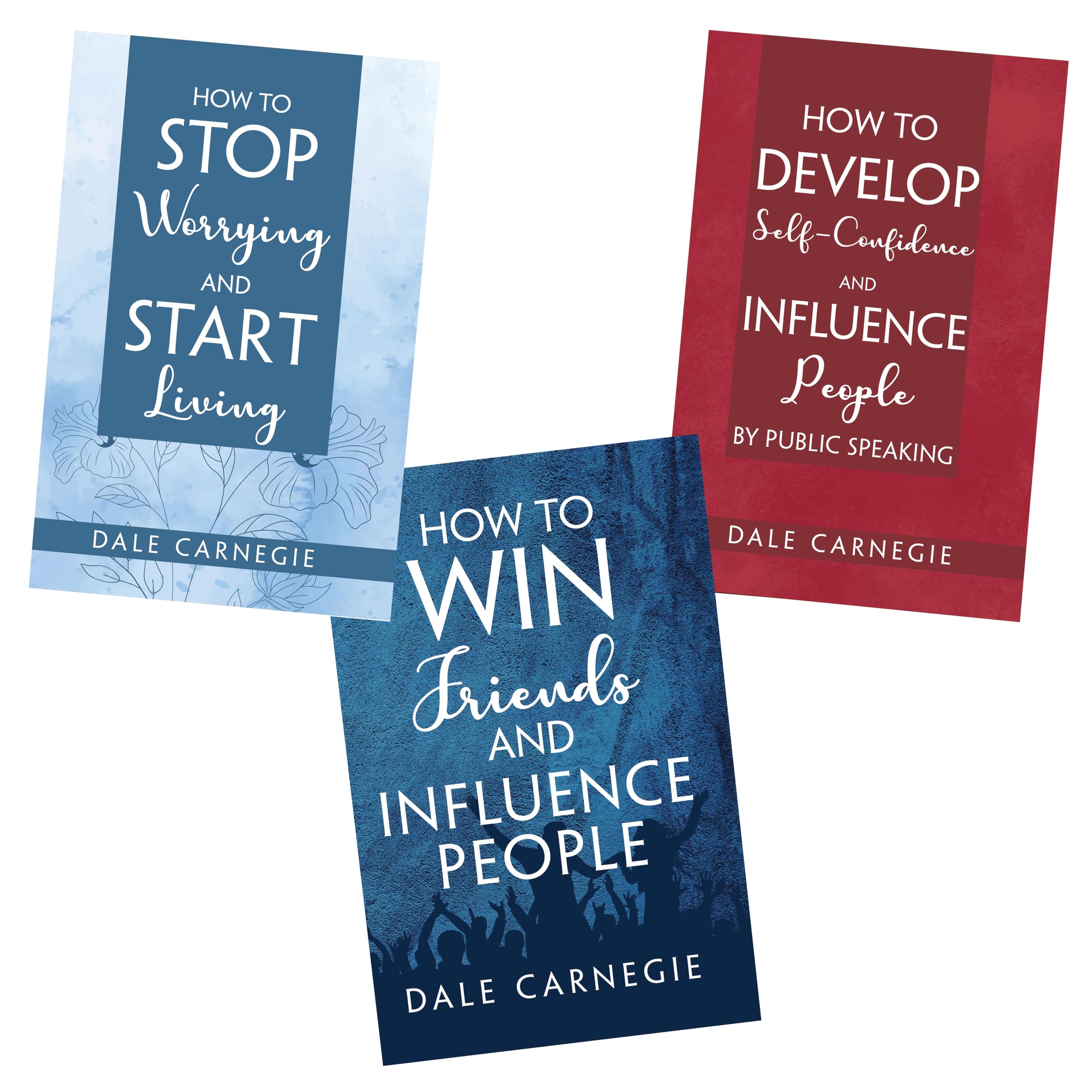 Pack Of 3 Self Help Bookset For Adult  How To Win Friends And Influence People, Stop Worrying And Start Living, Develop Self Co