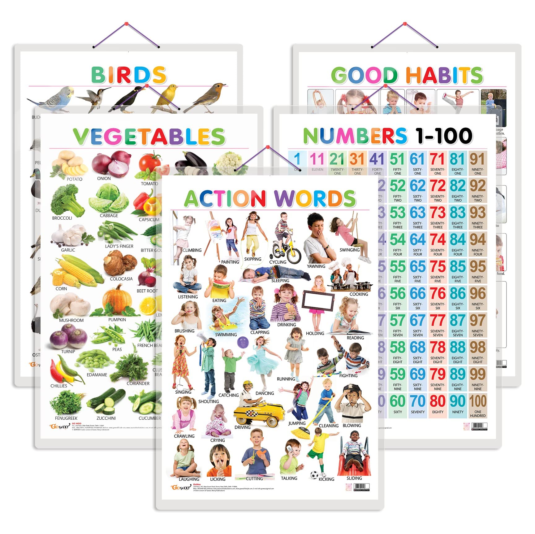 ChildS First Learning Experience Through Charts | Educational Combo Of 5 Charts (V4) [Hardcover] Sawan