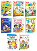 Fun With Crayons 14 & 0 Level Colouring Books Shapes & Object, Toys, Fruits & Vegetables, Animals | Packs Of 8 Books
