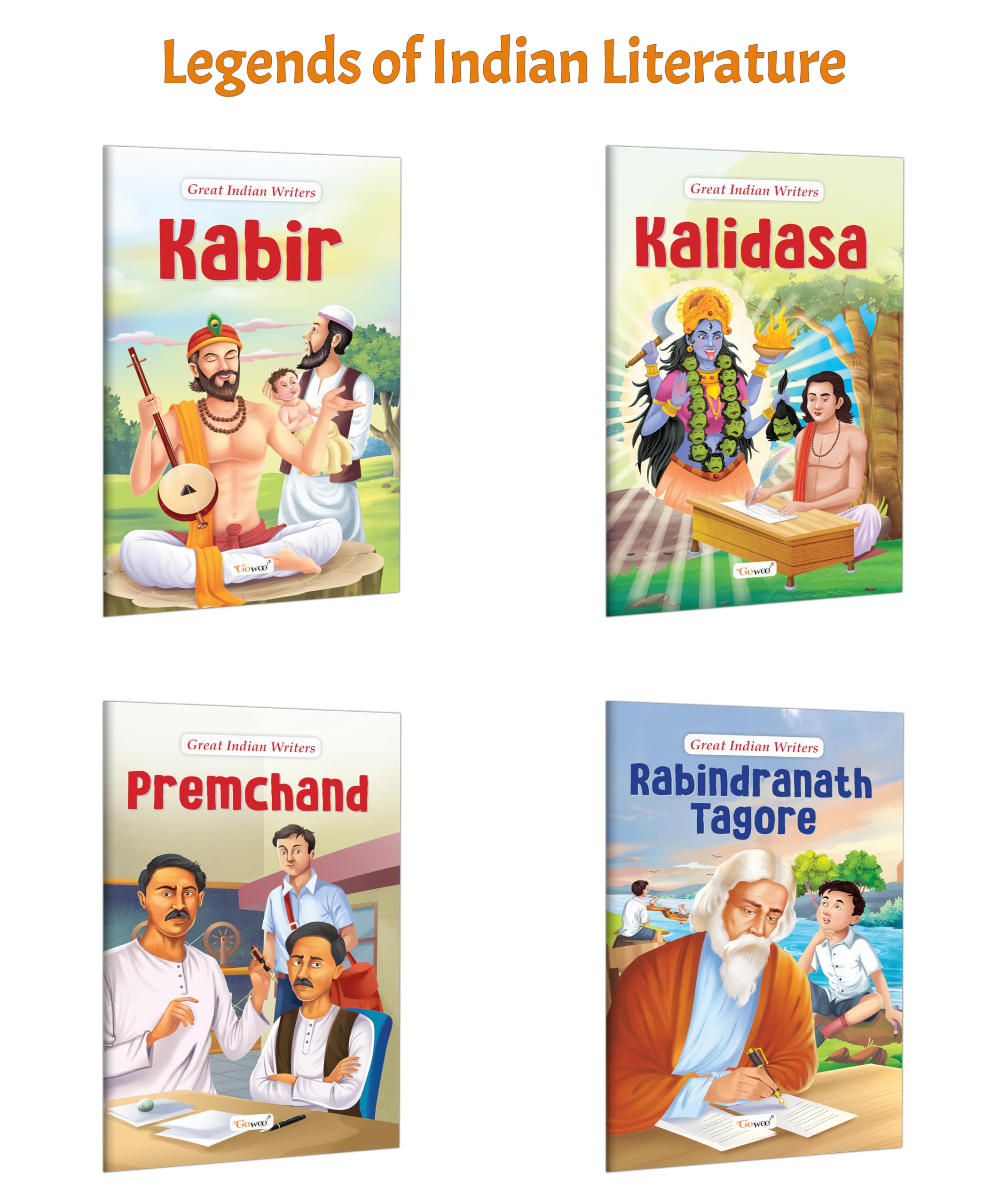 Great Indian Writers: Kabir, Kalidasa, Premchand and Rabindranath Tagore : Indian literature set, Classic works collection, Gre