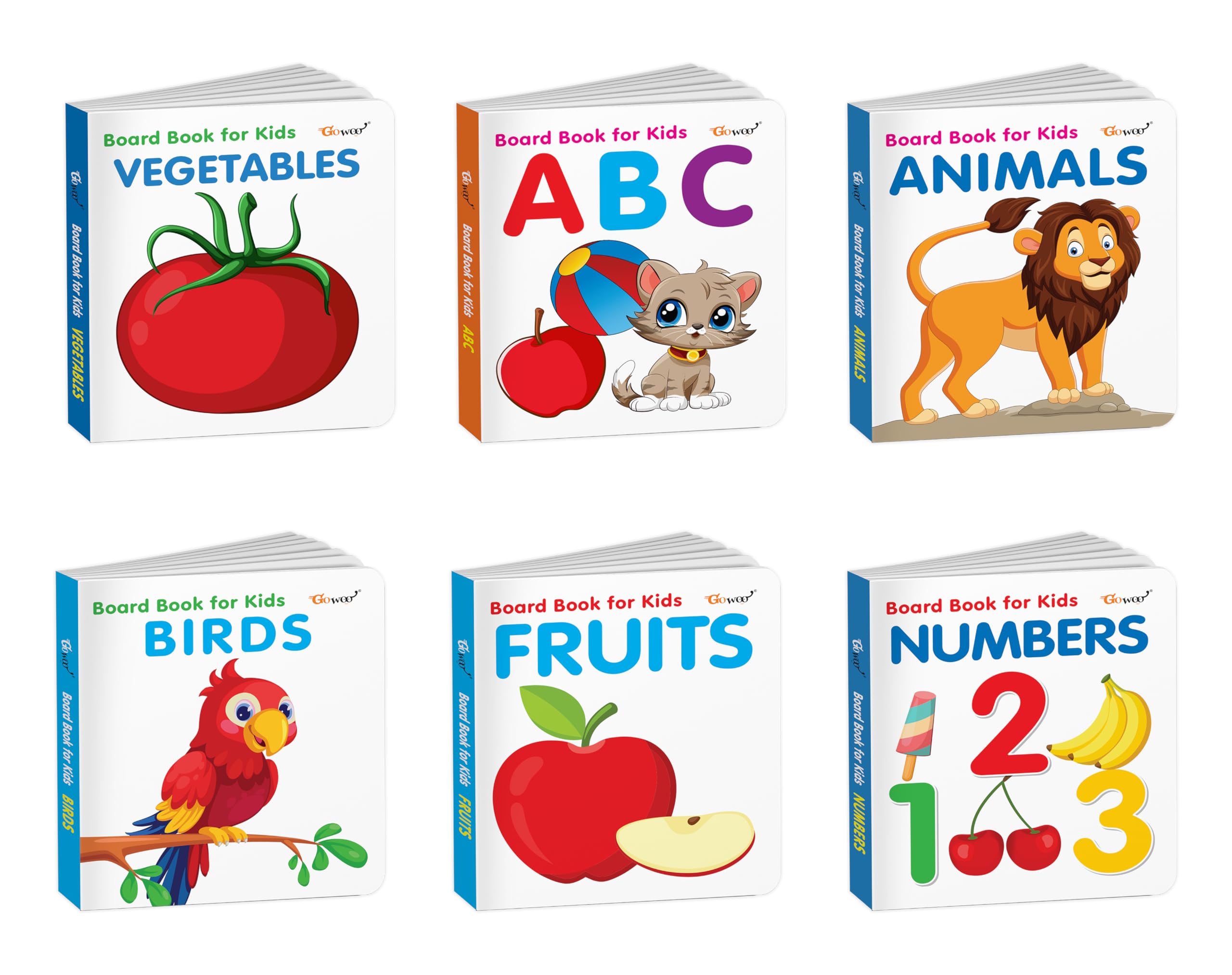 ABC, Animals, Birds and more  Board Book for Kids : attractive fruits and vegetables learning book for kids, beautiful bird bo