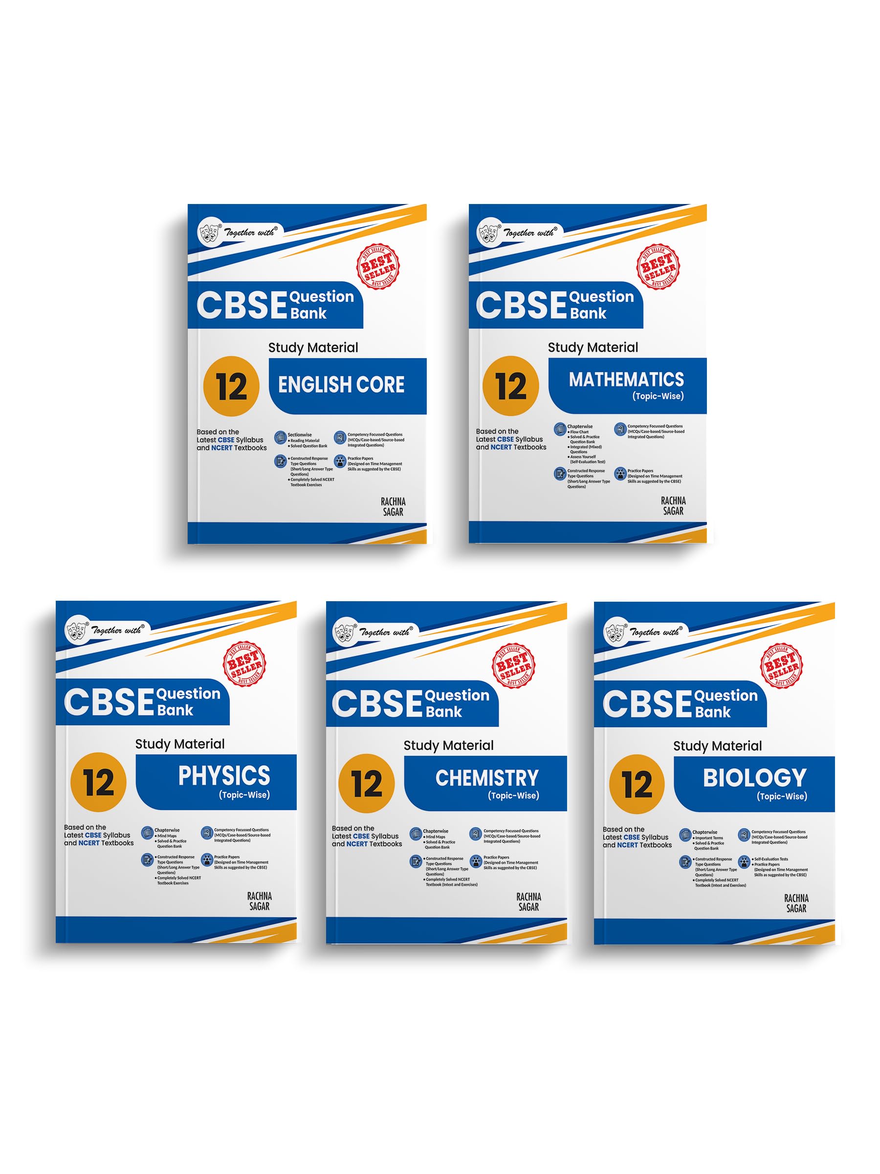 Together with CBSE Question Bank Class 12 English Core, Physics, Chemistry, Mathematics & Biology (Set of 5 Books) for 202526 E