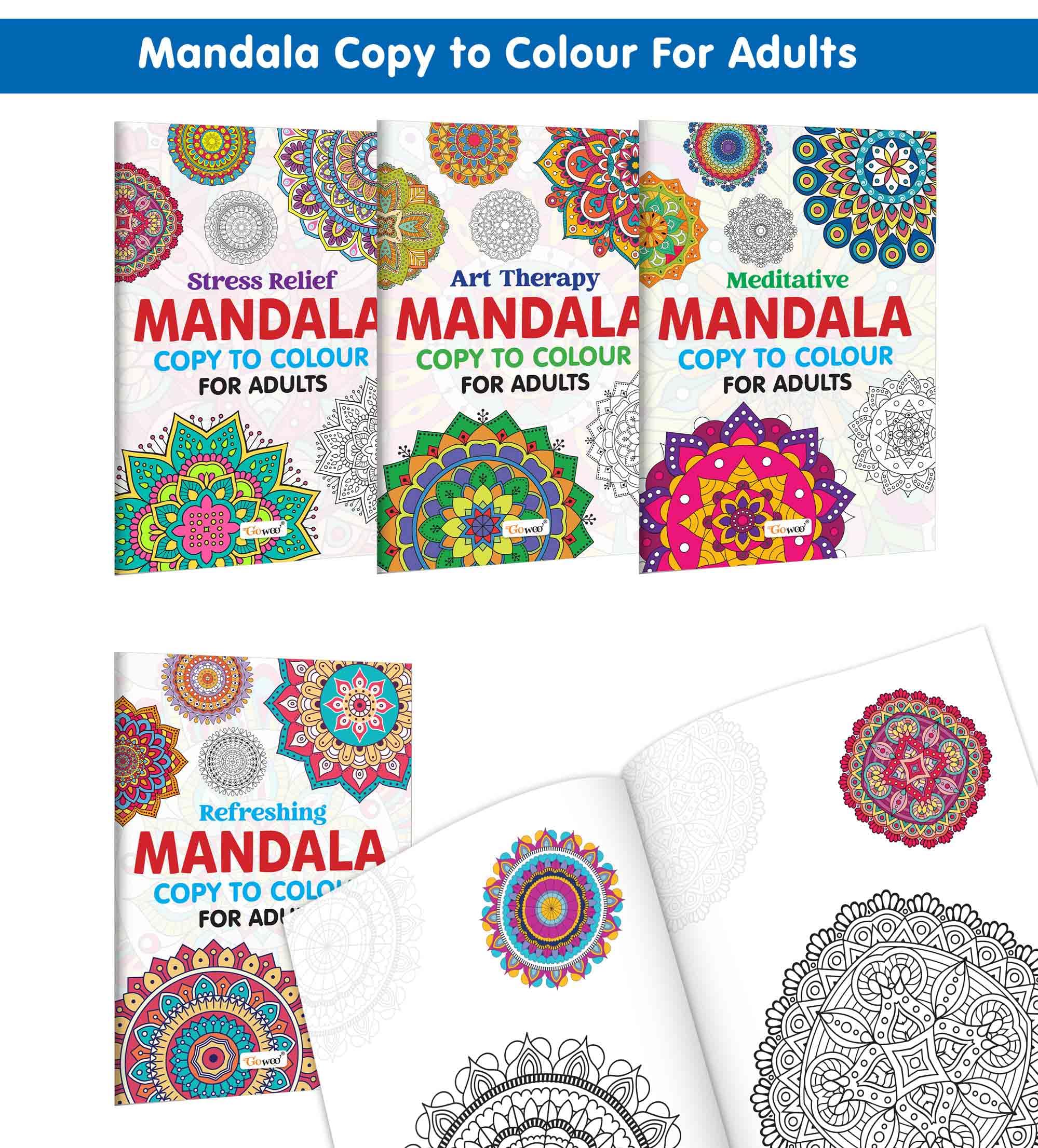 Stress Relief, Art Therapy, Refreshing  Mandala Copy to Colour for Adults and More  Peaceful Mandala Art, StressFree Colourin