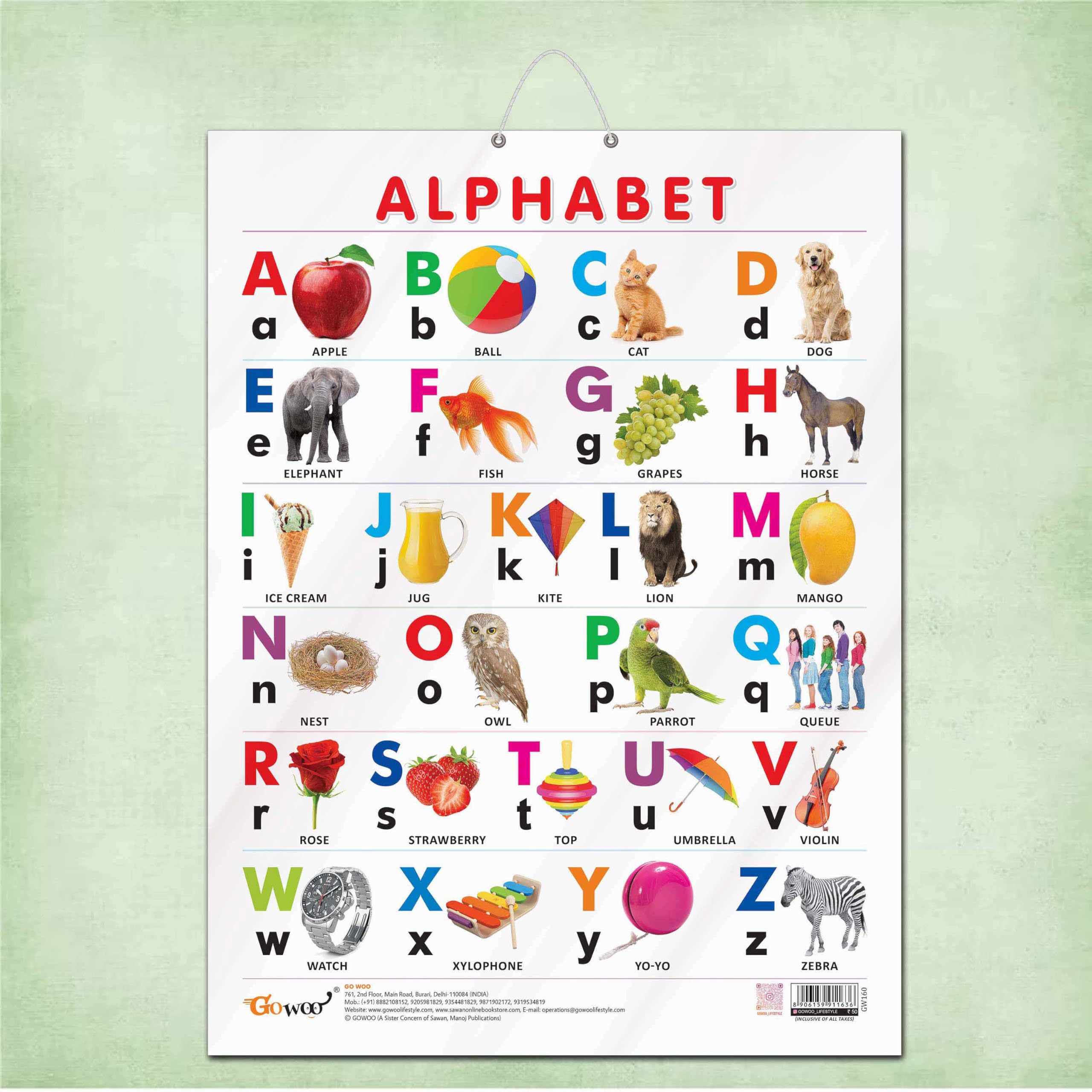 ALPHABET CHART GLOSS LAMINATED | Shine Bright with ABCs: GlossLaminated Learning Aid
