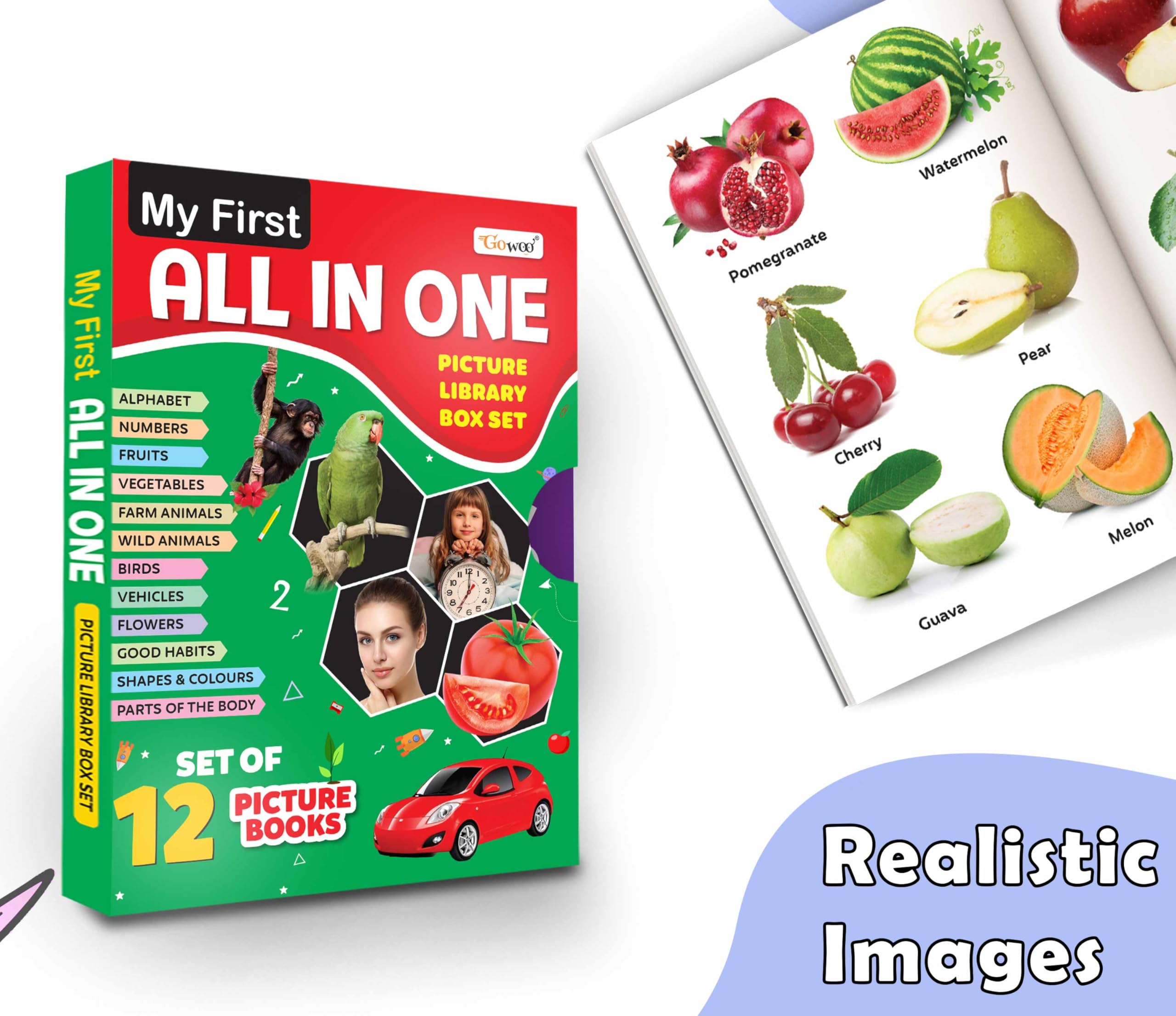 Childrens educational book collection (Green Edition) : Kids My First All in One Picture Library Box, Learning book for pres