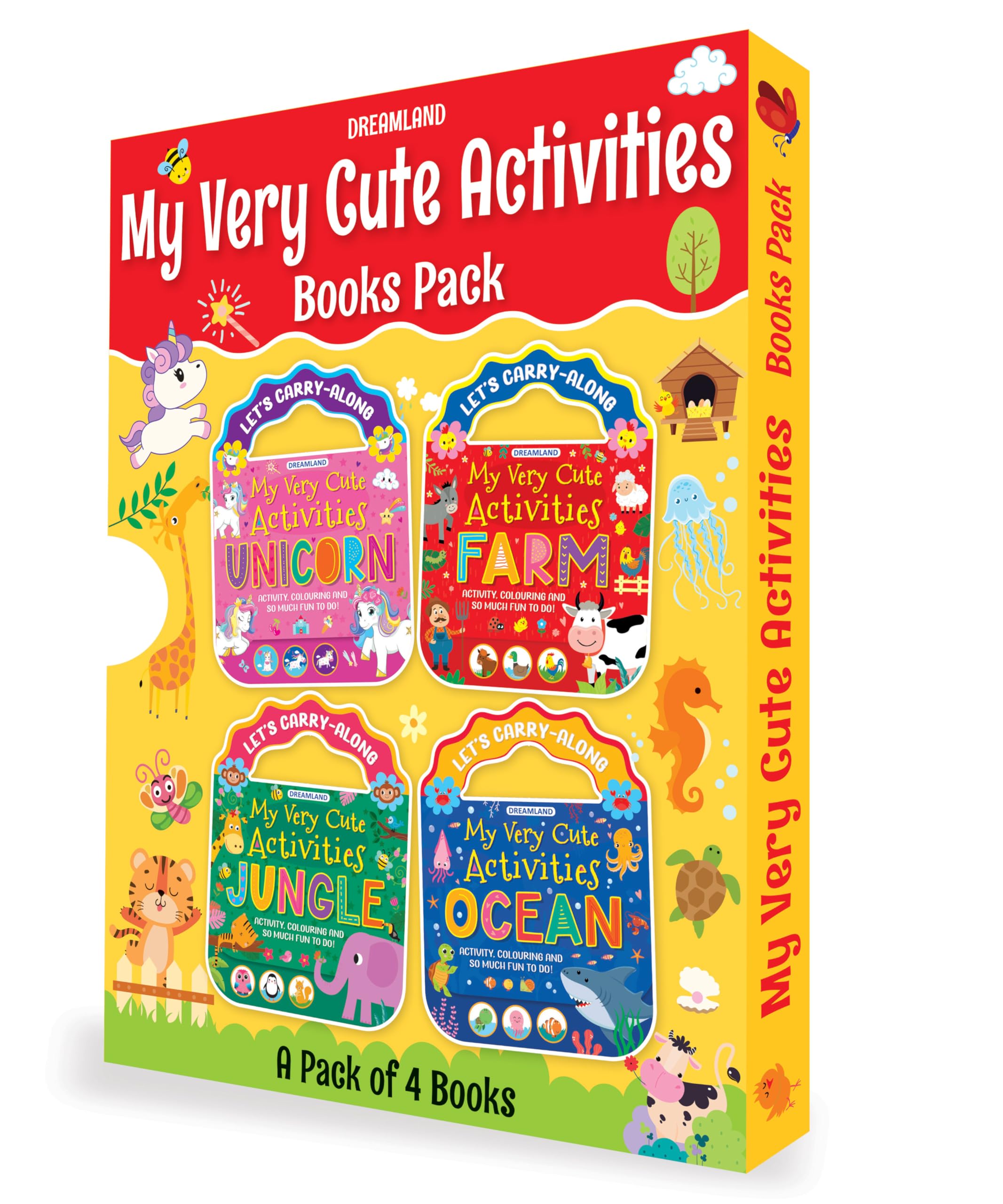 My Very Cute Activities Pack  Unicorn, Farm, Jungle & Ocean Activity Books For Kids Ages 38 | Colouring, Puzzles, Mazes & Fun 