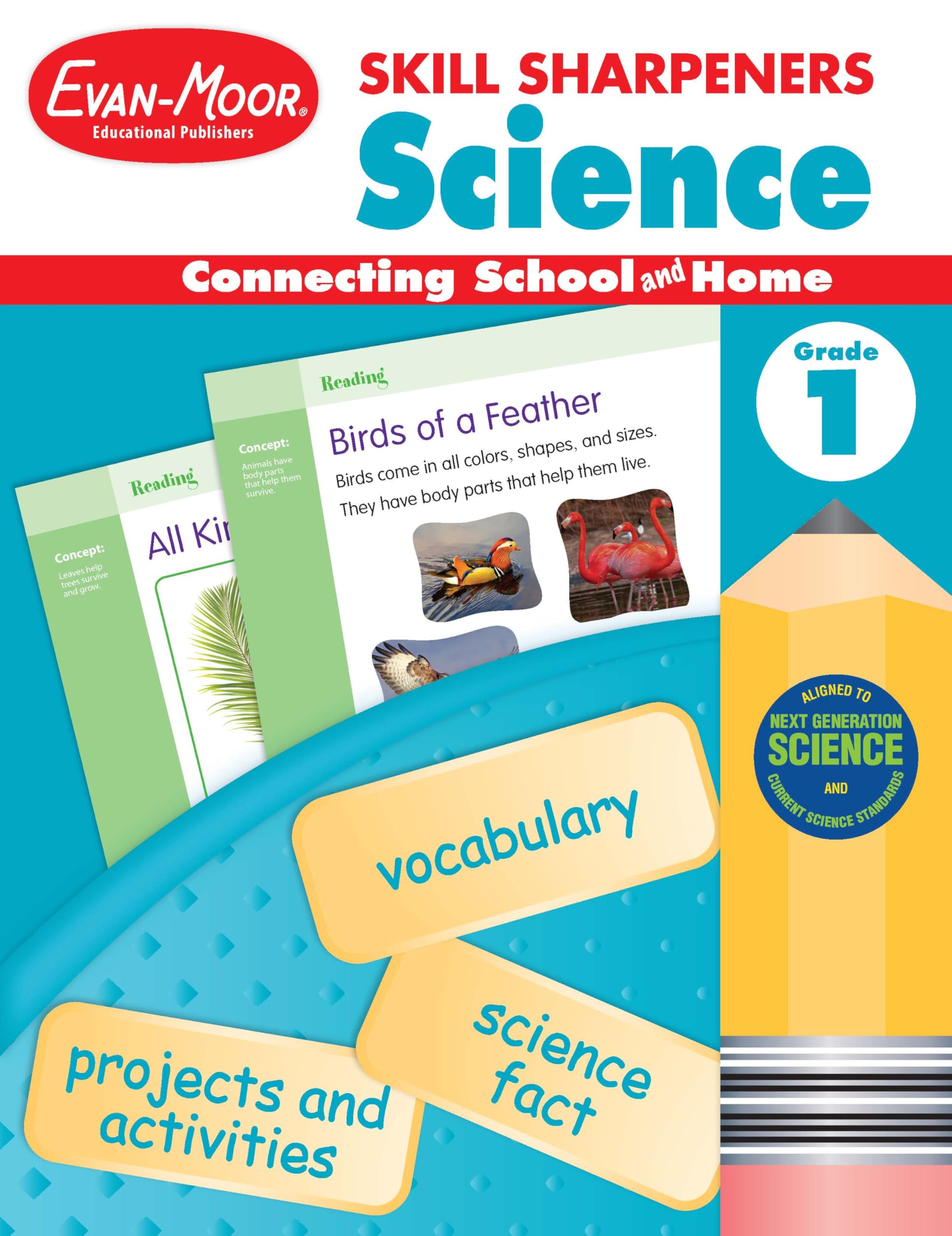EvanMoor Skill Sharpeners Science Workbook, Grade 1, Physical, Life, and Earth Science, Songs, Activities, Space, Animals and E