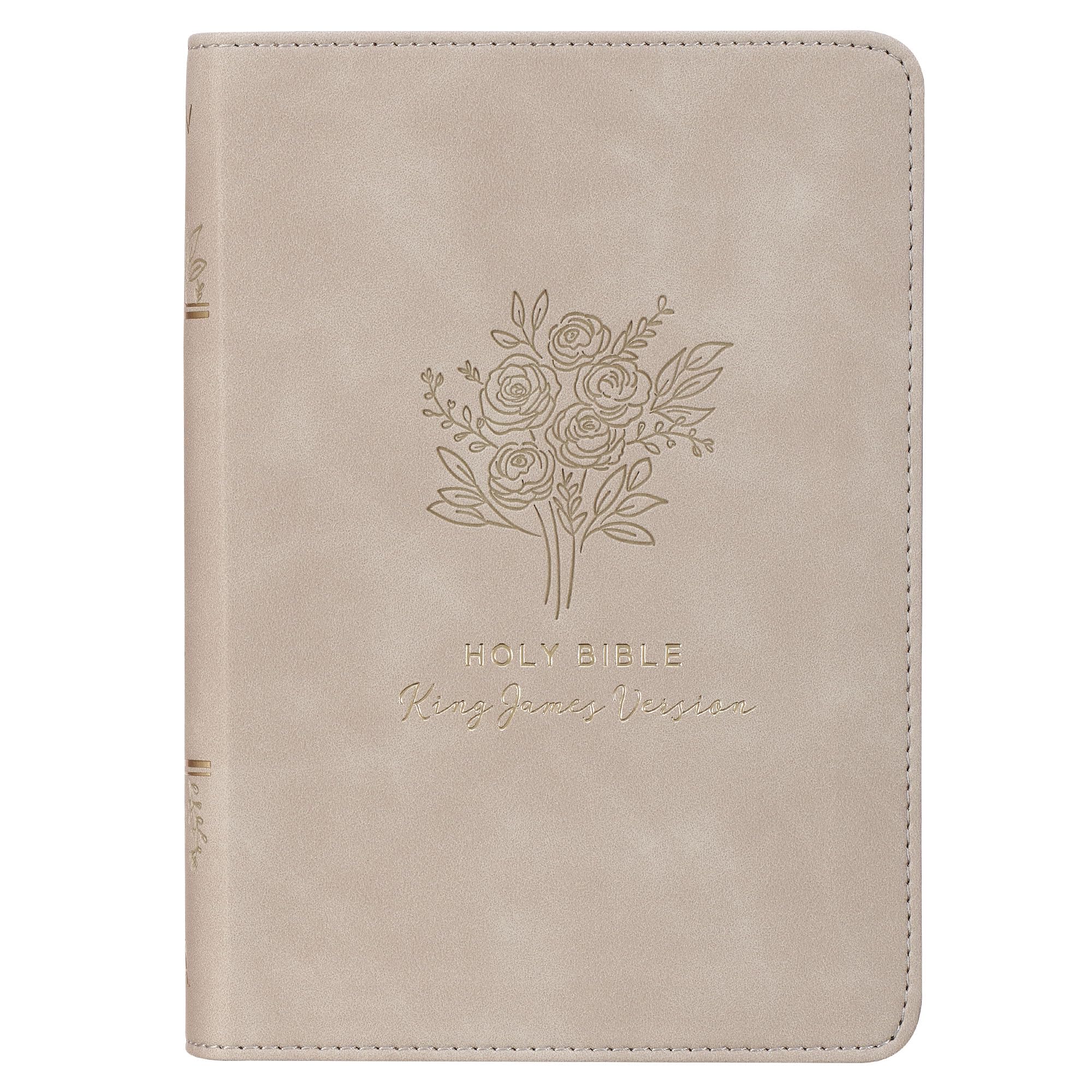 KJV Holy Bible, Compact Vegan Leather Red Letter Edition  Ribbon Marker, King James Version, Taupe (KJV Compact Editions)