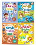 Sticker Books (Set of 4 Books)  Fairy, Jungle, Words, Unicorn  Activity Books for Kids  Stickers for Children  Age 3+ Years