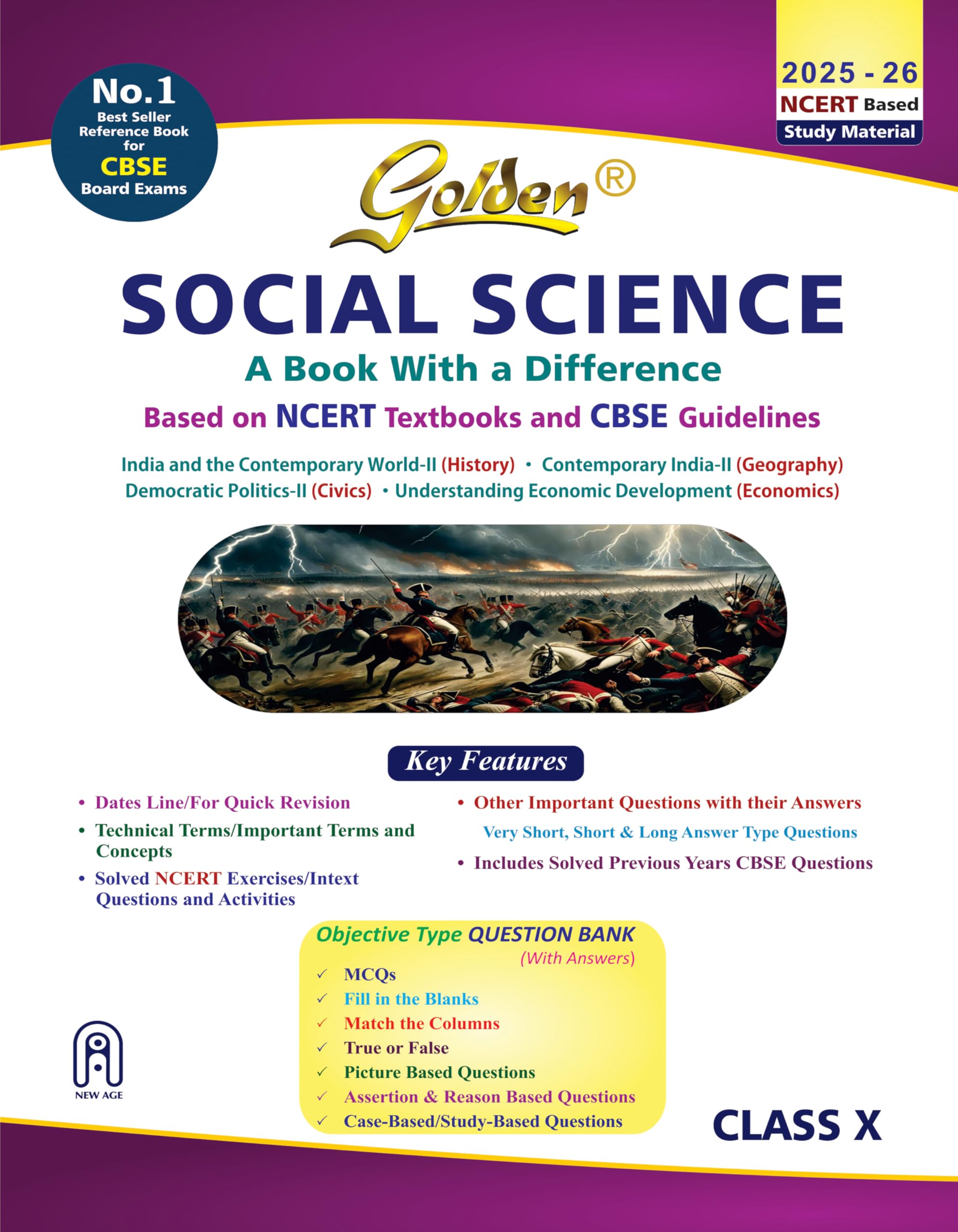 Golden Social Science Study Material Based On Ncert For Class10 | For Cbse 2026 Board Exams | Objective Type Question | Solved 