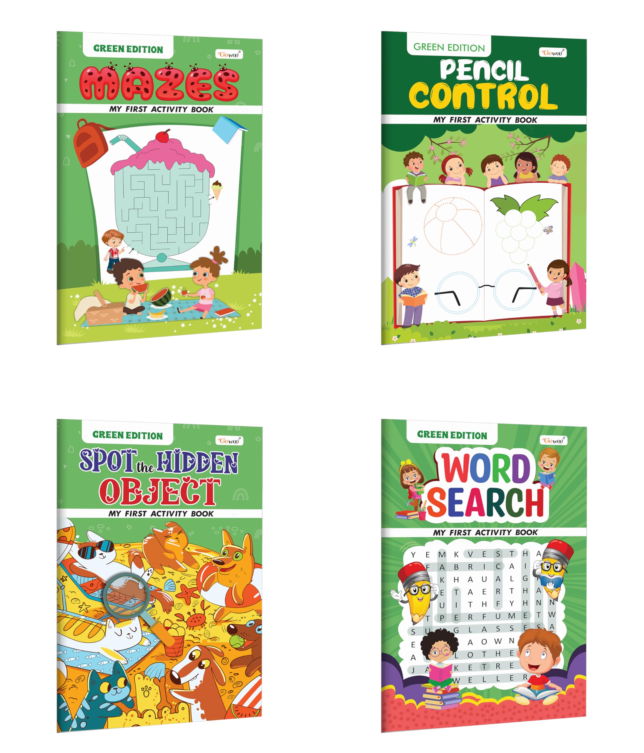 My First Activity Book Word Search, Mazes, Pencil Control and Spot the Hidden Object All in Green Edition : Activity book for