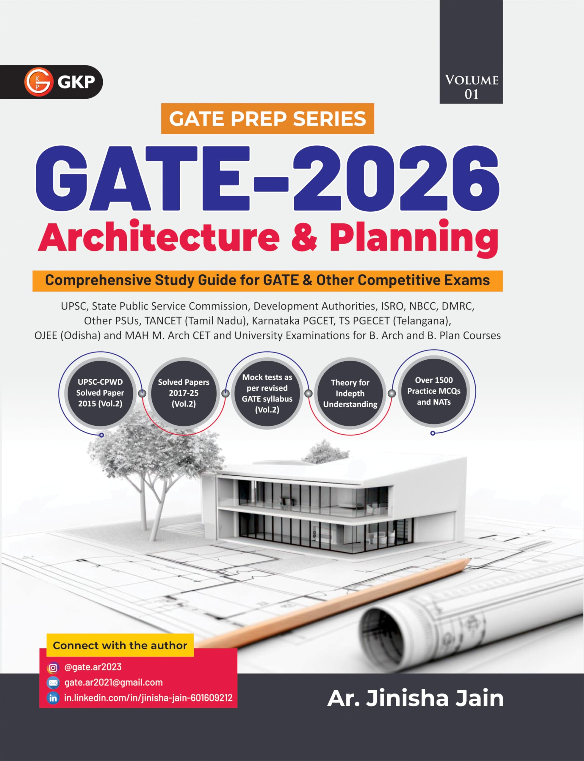 GKP GATE 2026 Architecture & Planning Vol 1 by Jinisha Jain | 201724 Solved Papers | 1500+ MCQs & NATs | Theory for PSU, ISRO, 