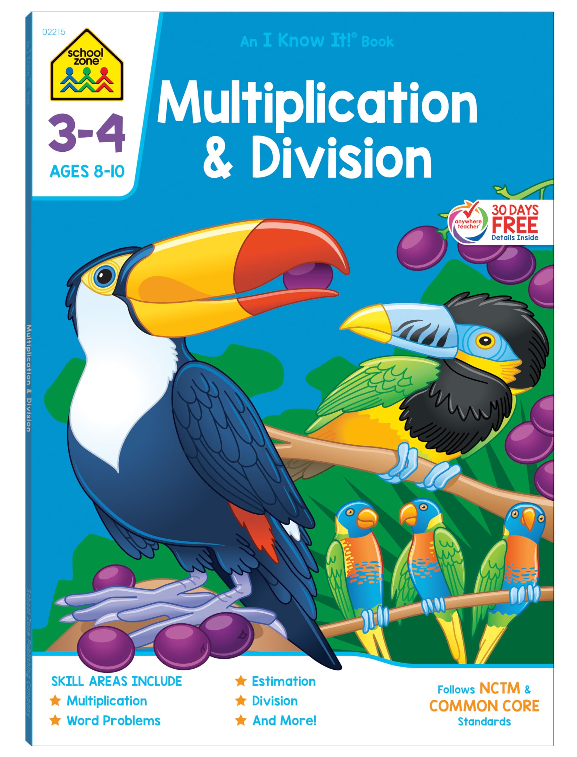 School Zone Multiplication & Division Workbook: 64 Pages, 3rd Grade, 4th Grade, Estimation, Word Problems, Remainders, Factors, 