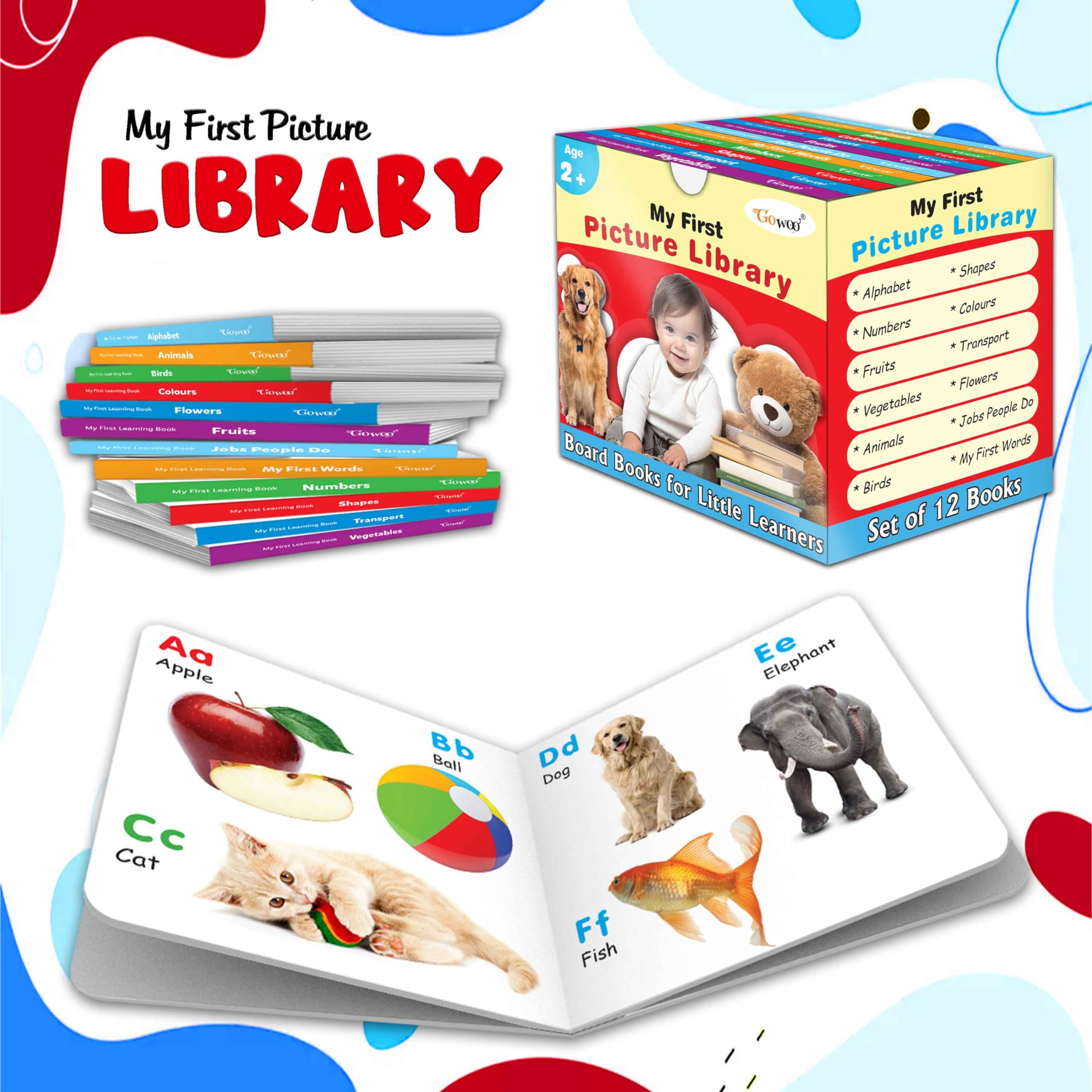 My first picture library box (Red Edition) : Learning board book for kids, Educational picture books for toddlers, Collection of