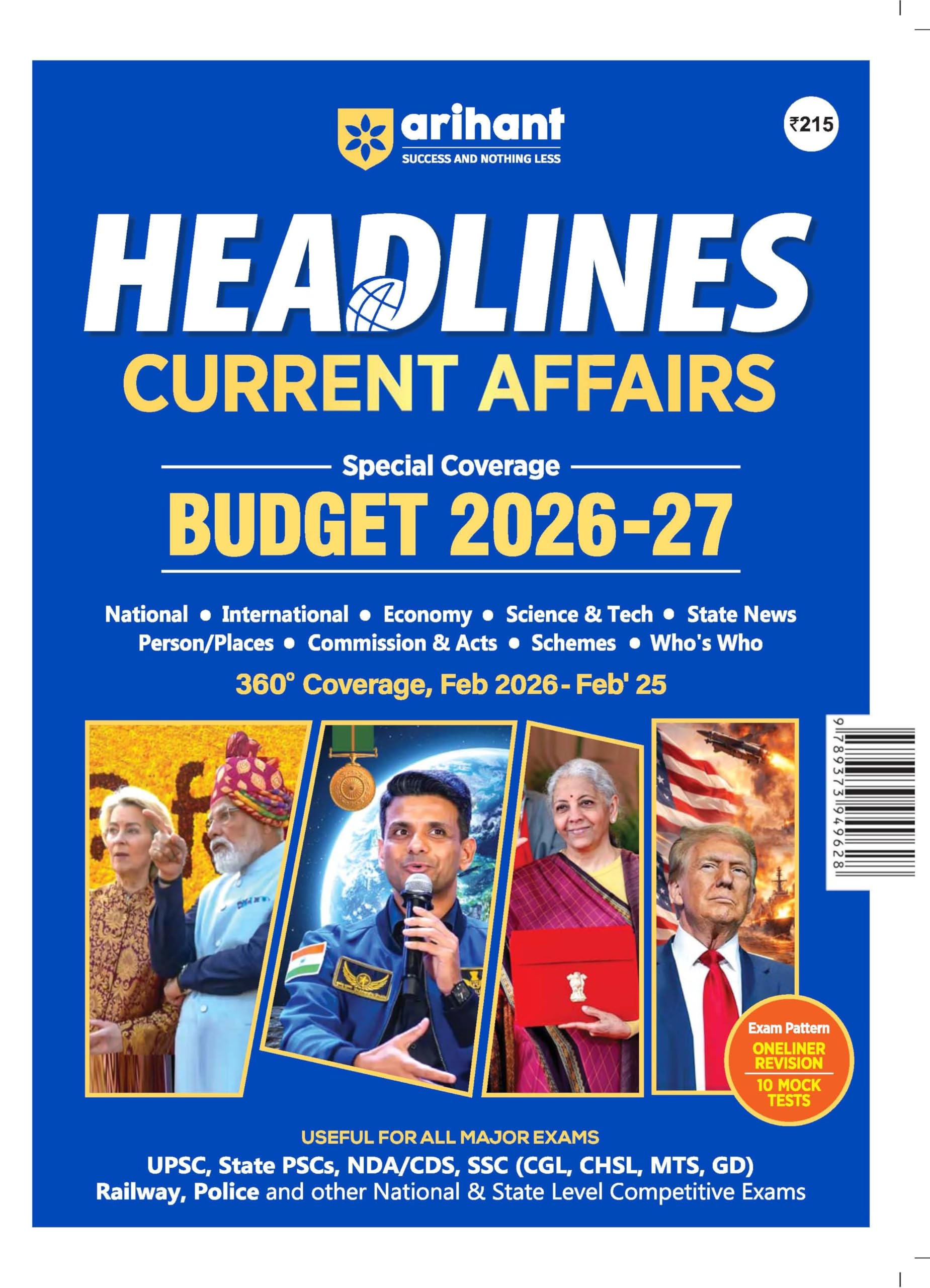 Arihant Headlines Current Affairs 2026 | Budget 202627 Special | 360 Coverage Feb 2025Feb 2026 | UPSC, State PCS, SSC, NDA/CDS