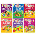 Colouring Books for Kids (Set of 6 Books)  Gift to children for painting, drawing and colouring  Vegetables, Fruits, Colours, 